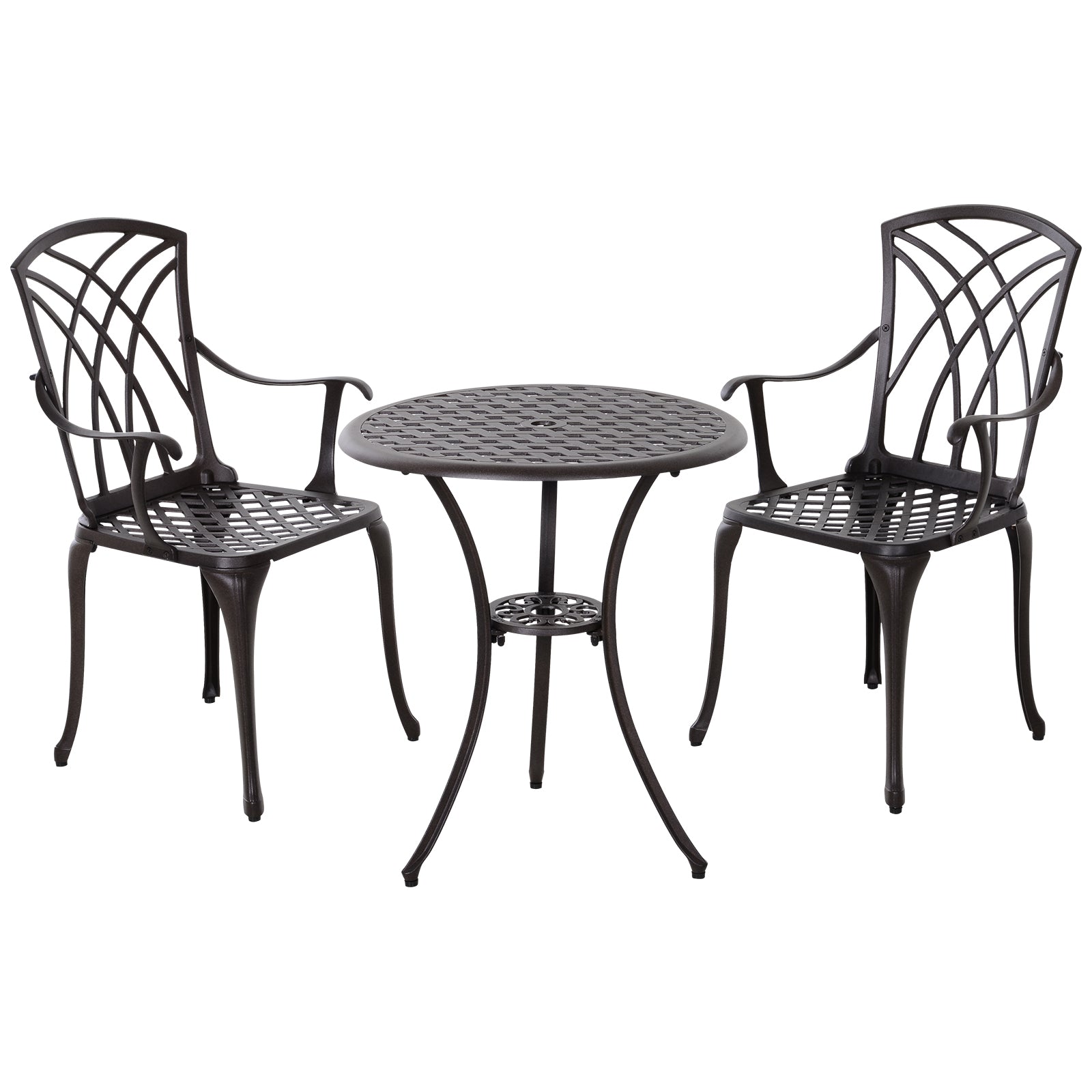 3 Piece Cast Aluminium Bistro Set - Durable Rust Resistant Grey