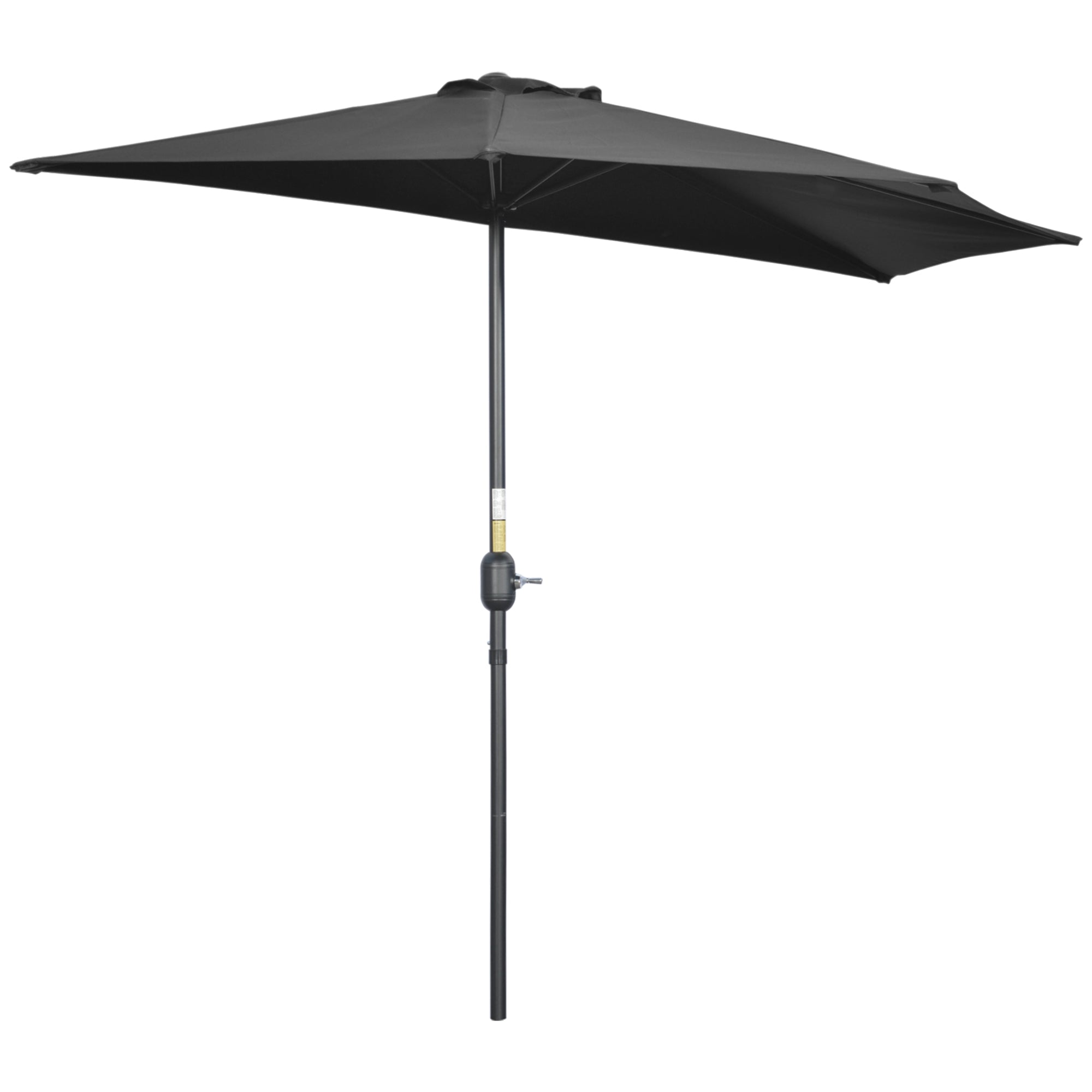 2.7m Half Garden Parasol with Steel Ribs - Black UV Resistant
