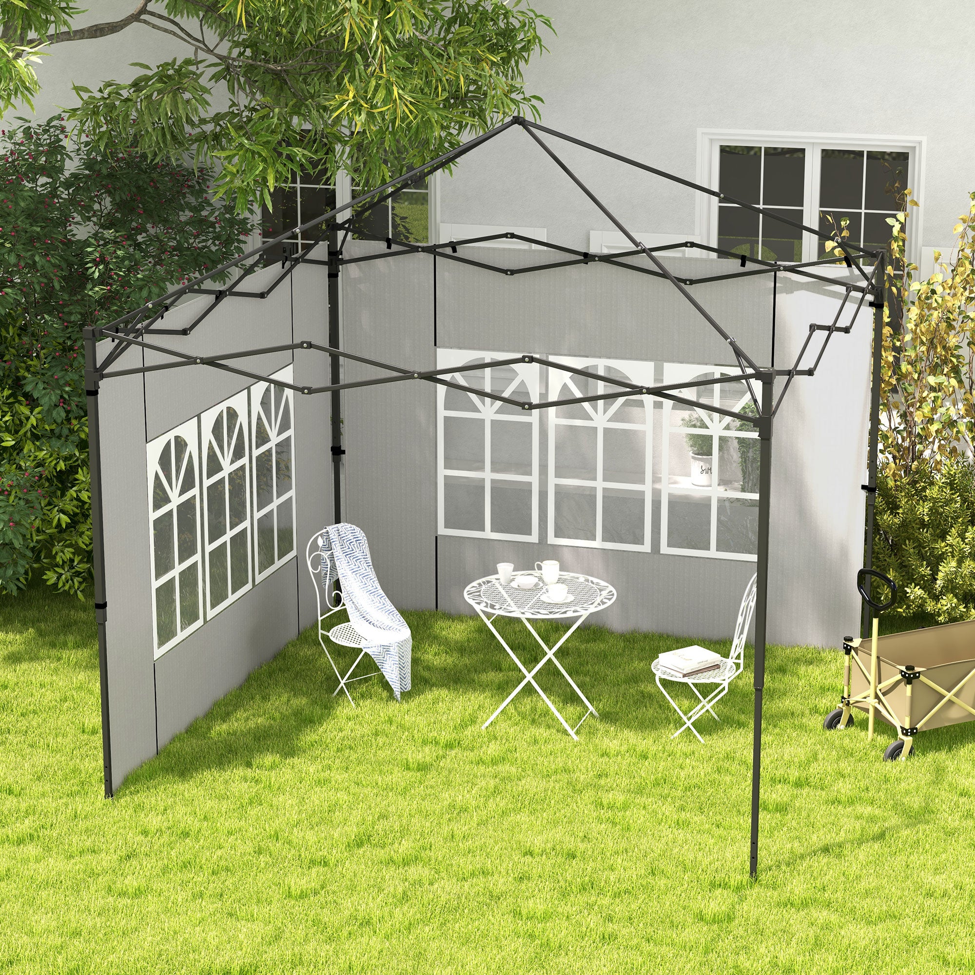 2 Pack Gazebo Side Panels with Window for 3x3m & 3x6m Canopy - White