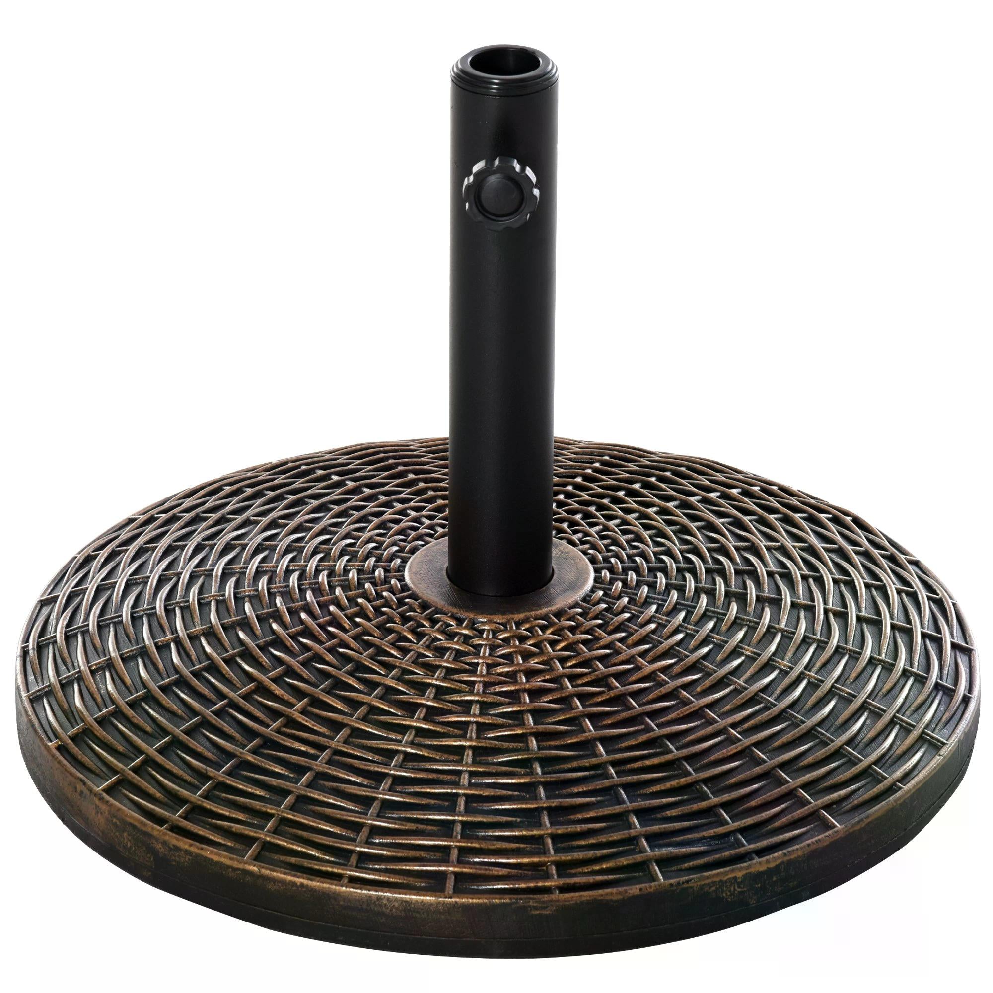 Patio Weighted Parasol Umbrella Base 25kg with Adjustable Pole - Antique Bronze Rattan