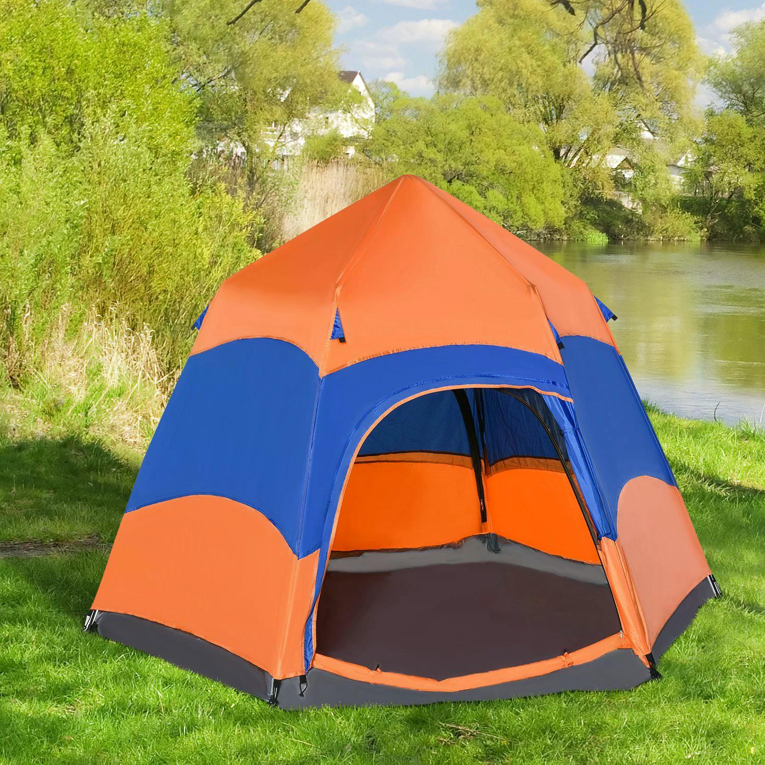 6 Man Pop Up Camping Tent Double Layer Shelter - Blue