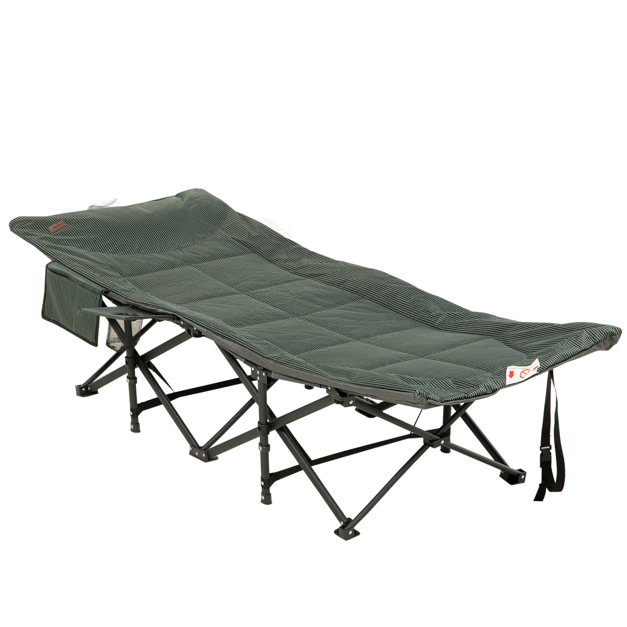 Padded Foldable Sun Lounger with Cup Holder and Carry Bag Grey