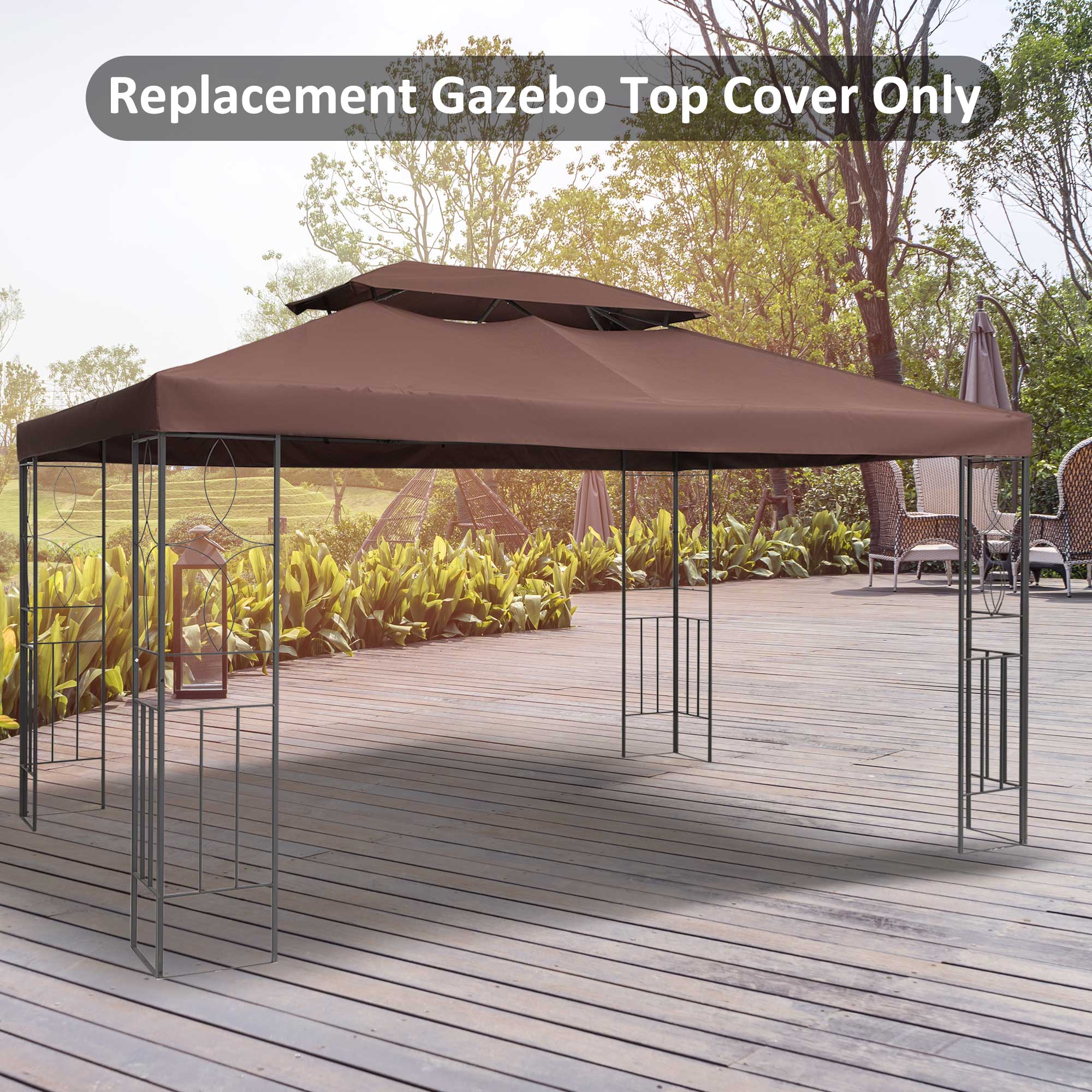 Durable UV Resistant Replacement Gazebo Canopy Cover Brown