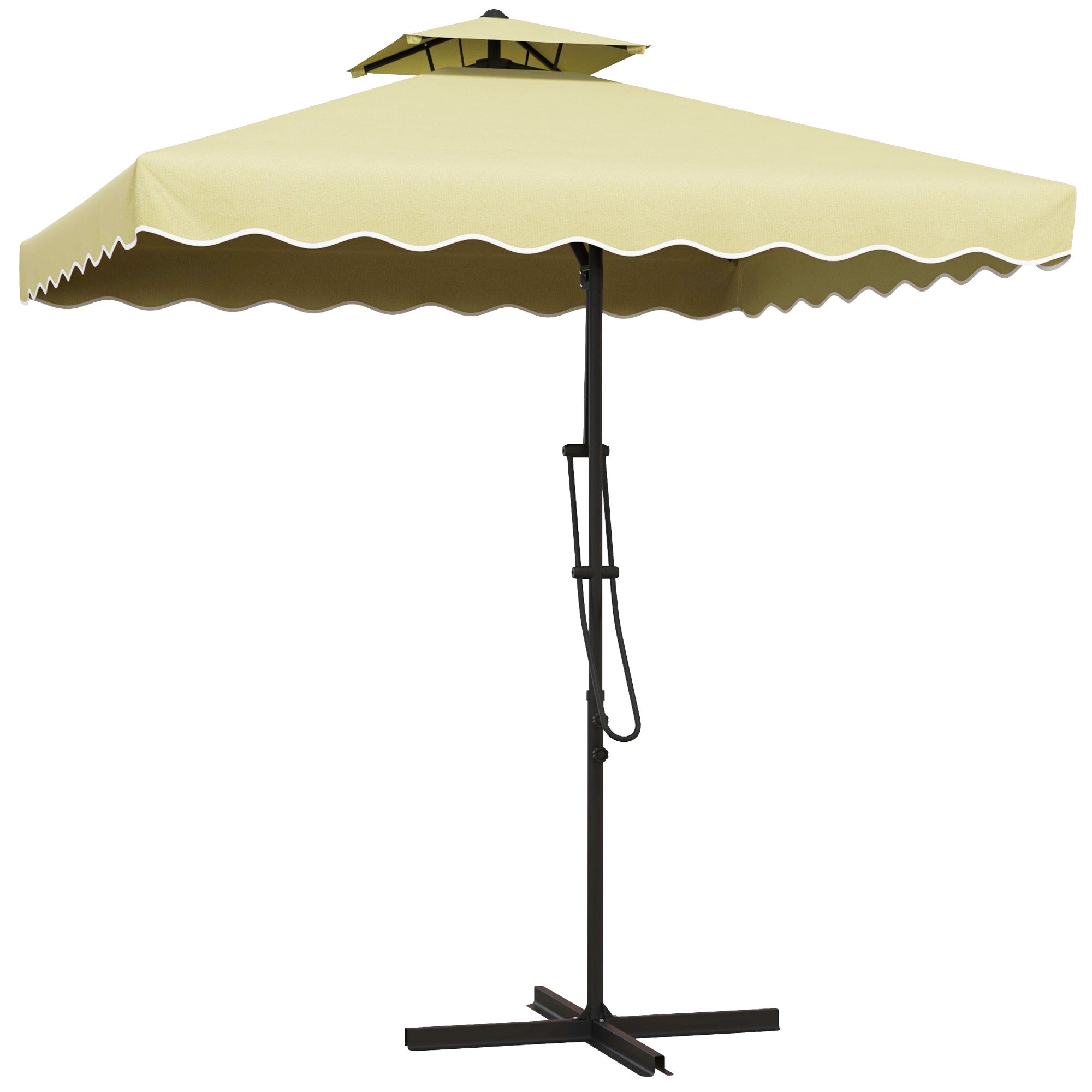 2.5m Square Cantilever Garden Parasol with Ruffled Canopy - Beige