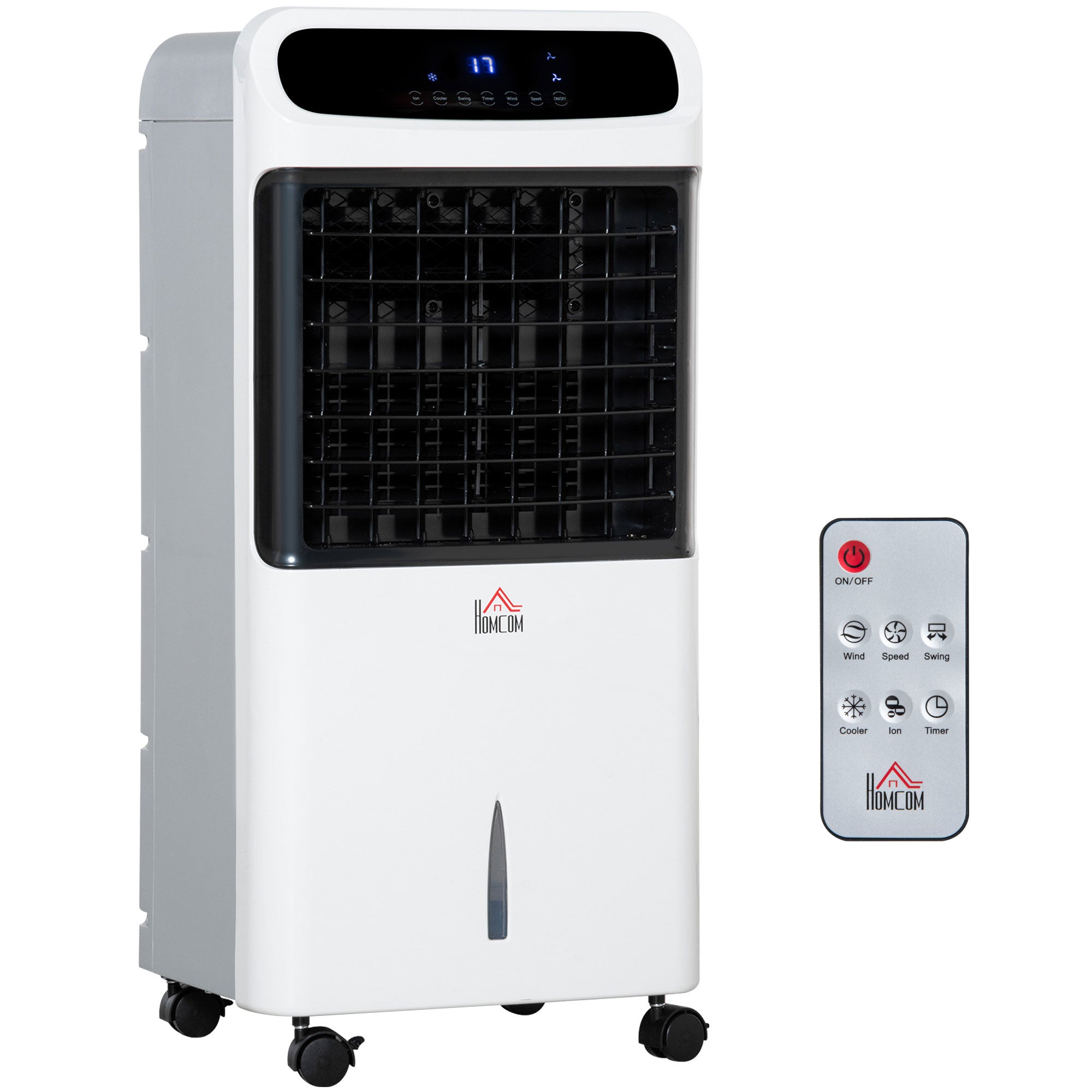 32 Inch Mobile Air Cooler with Remote Control - White