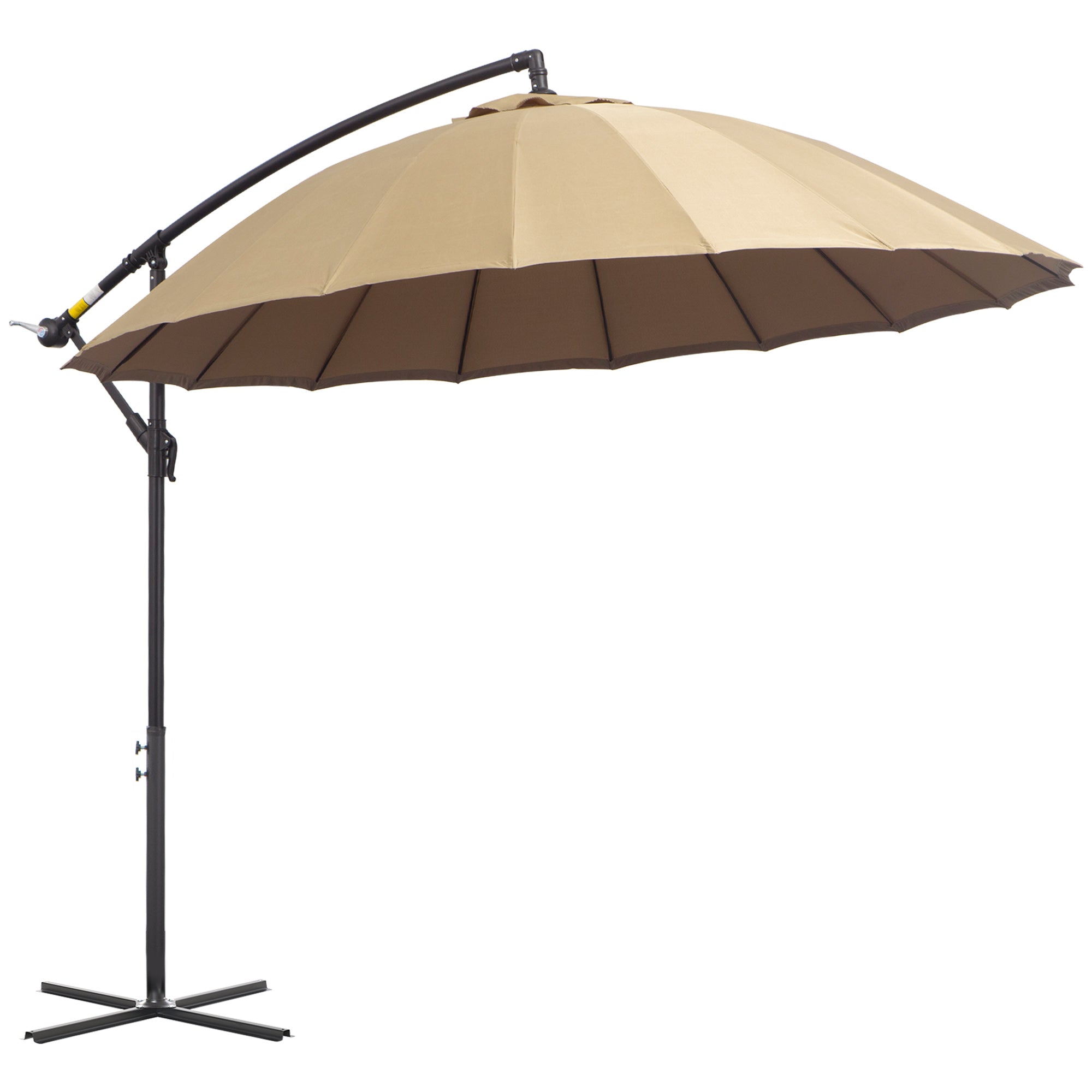 3 Metre Cantilever Garden Parasol with Crank Handle and Cross Base - Beige