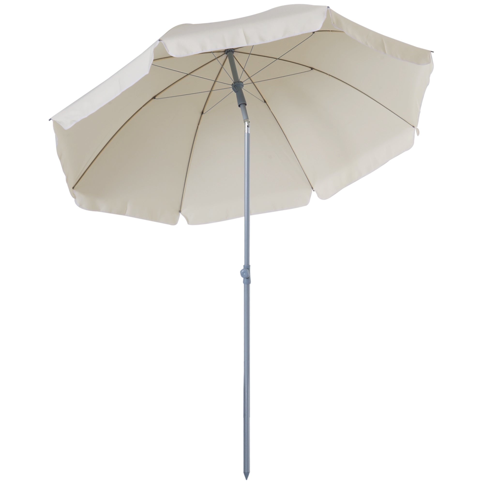 2.2 Metre Tilt Beach Umbrella for Sunshade - Cream White