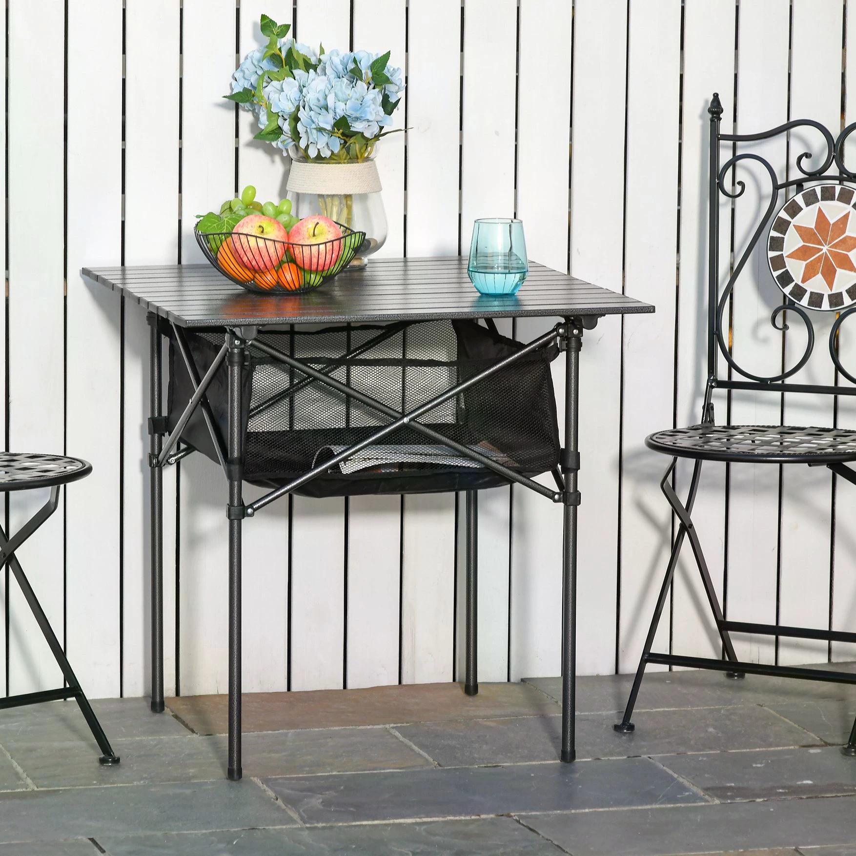 Lightweight Folding Camping Table with Mesh Storage Bag - Aluminum