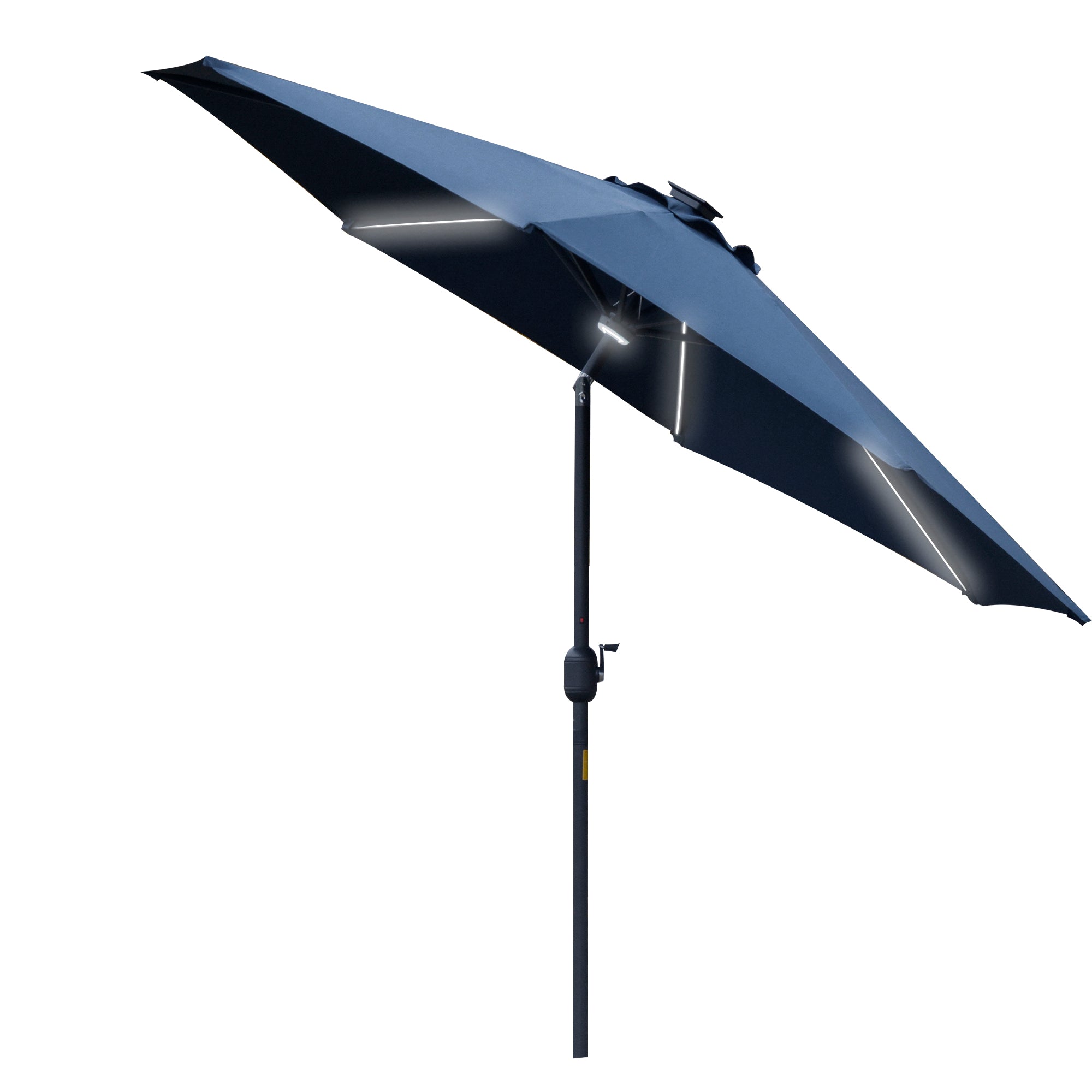 2.7m Garden Parasol with LED Solar Light and Tilt Vent Canopy - Blue
