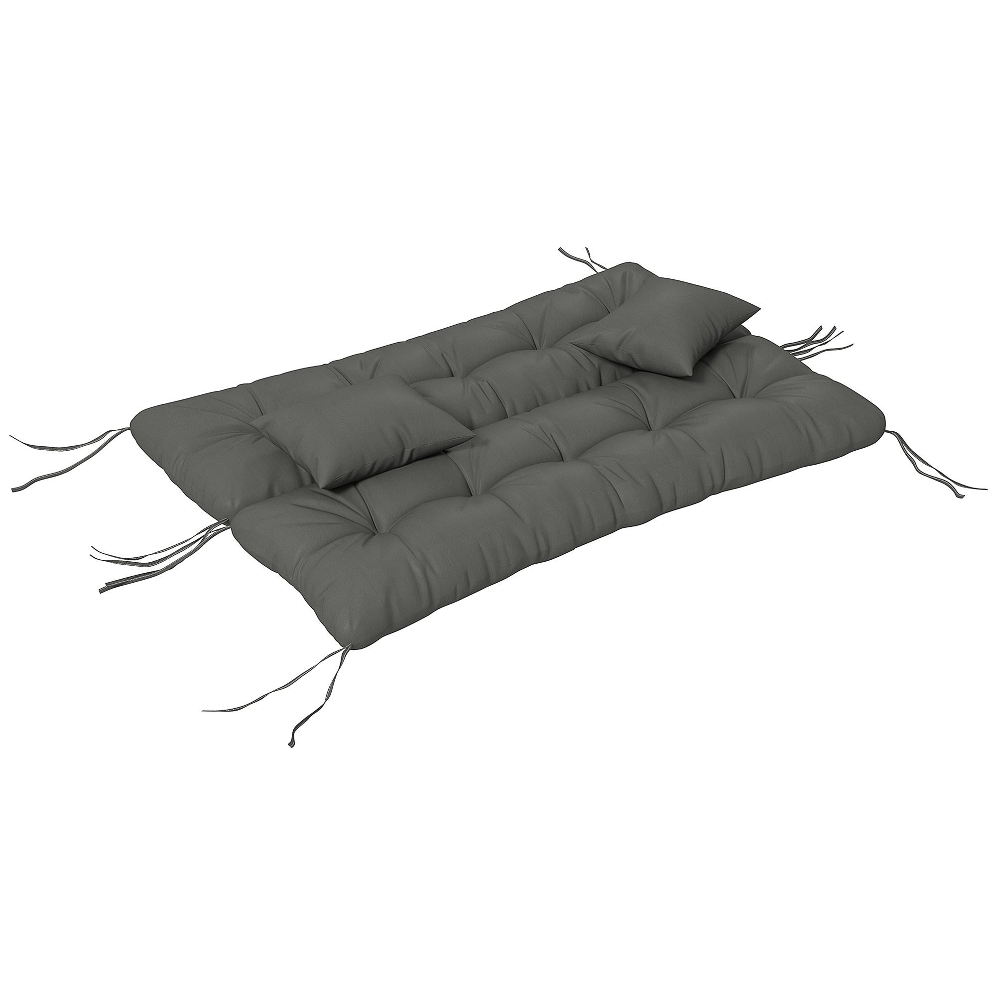 4-Piece Patio Chair Cushion Set with 2 Pillows and Ties - Light Grey