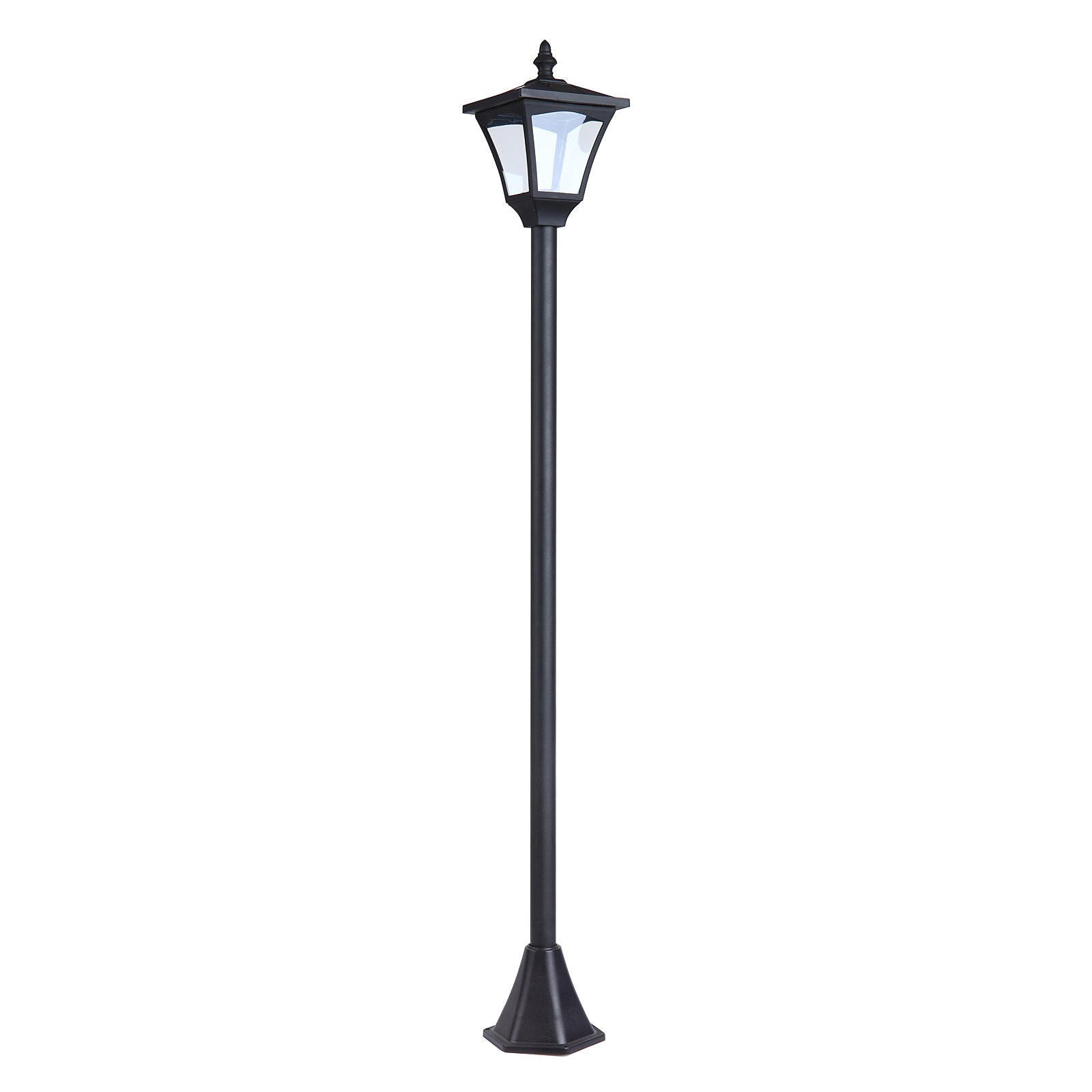 Outdoor Solar Powered LED Post Lamp with Sensor and Dimmable Light - Black