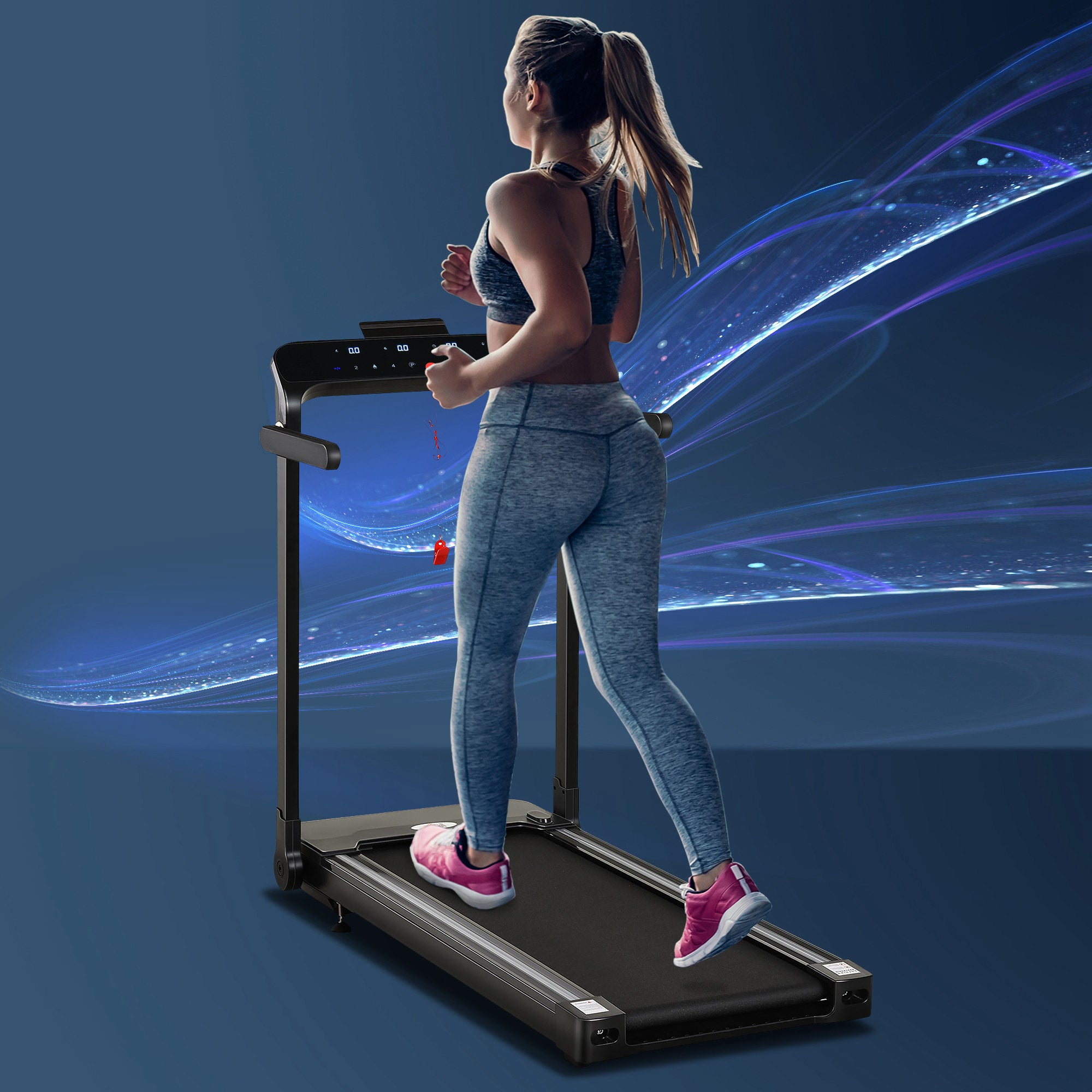 600W Foldable Motorised Treadmill with 12 Speed Settings - Black
