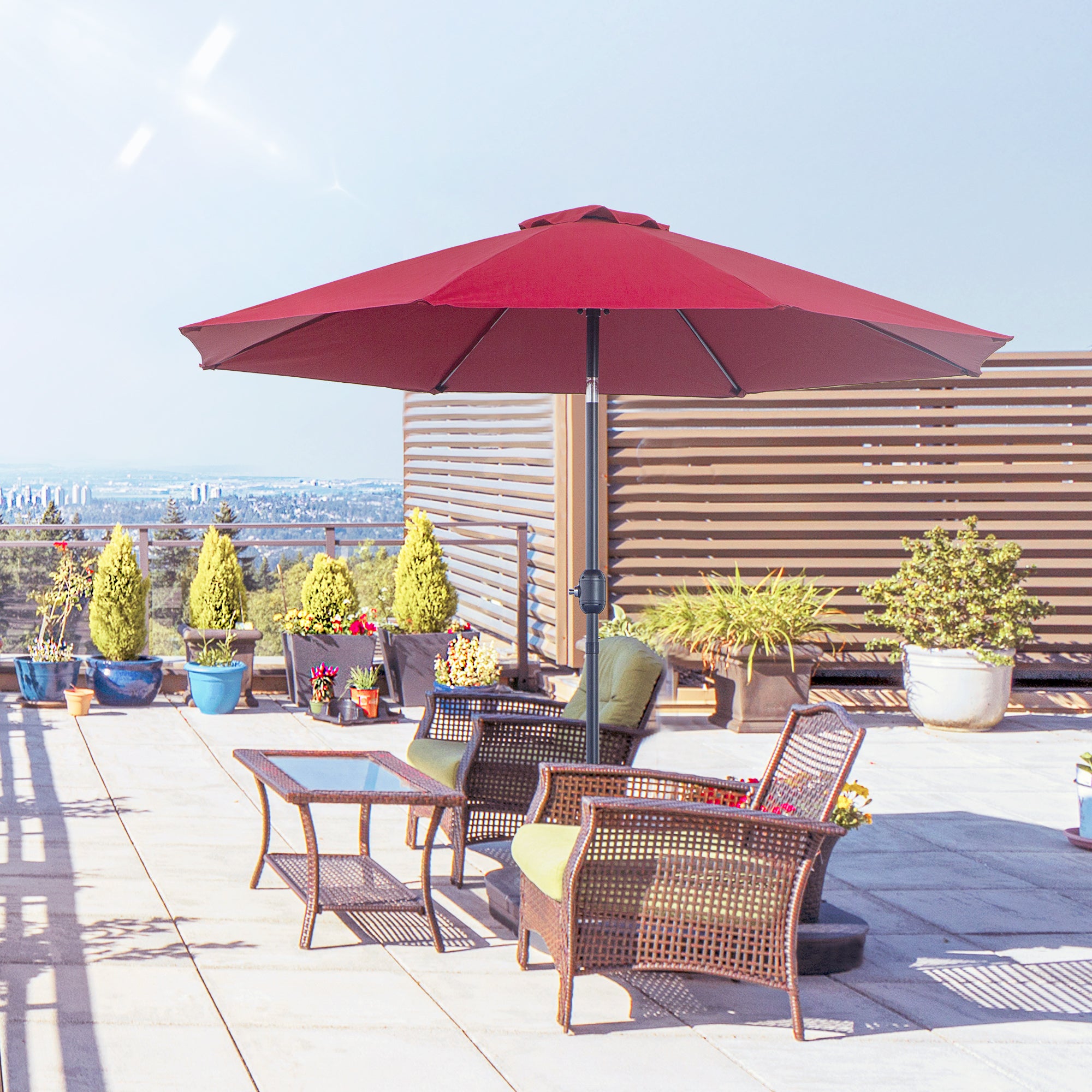 2.6 Metre Aluminium Pole Tilting Parasol - Red