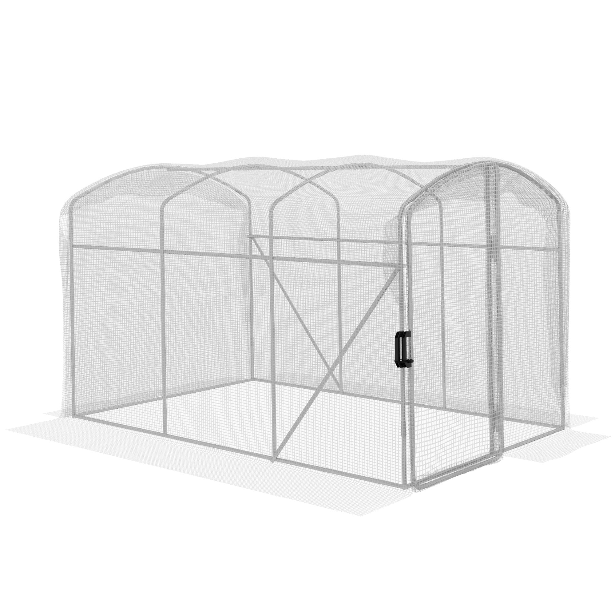 2 x 2 x 2m Polytunnel Greenhouse with UV-Resistant PE Cover and Galvanised Steel Frame - White
