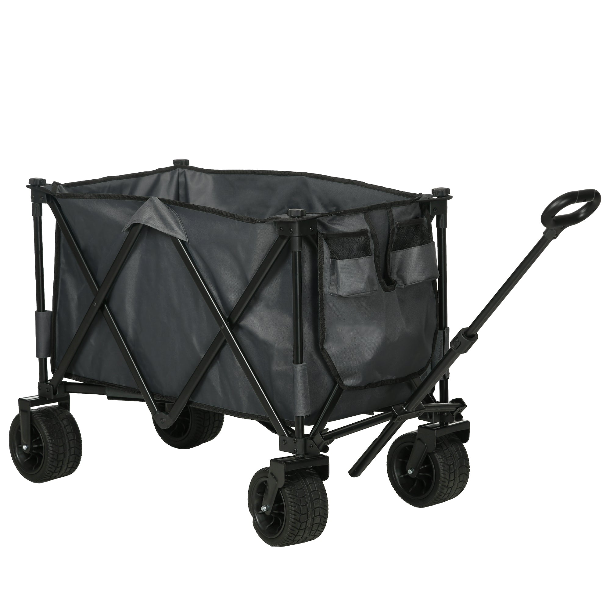 Folding Garden Trolley with 360 Degree Wheels - Dark Grey
