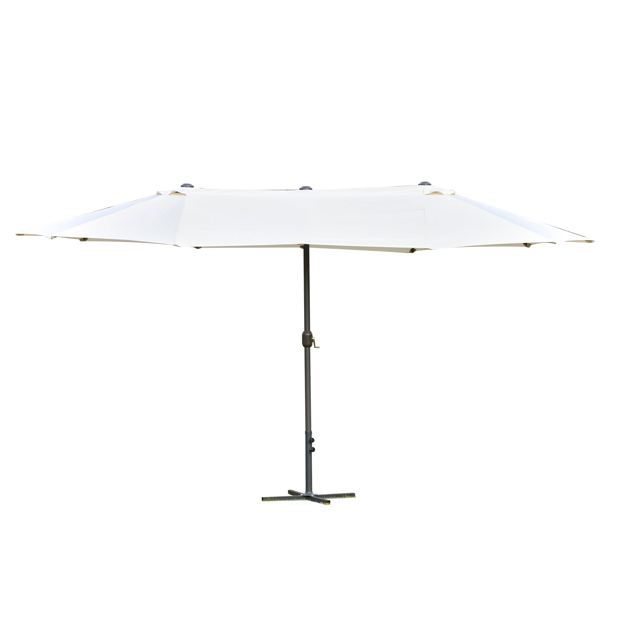 4.6m Double-Sided Garden Parasol with Cross Base Patio Market Umbrella - Off White