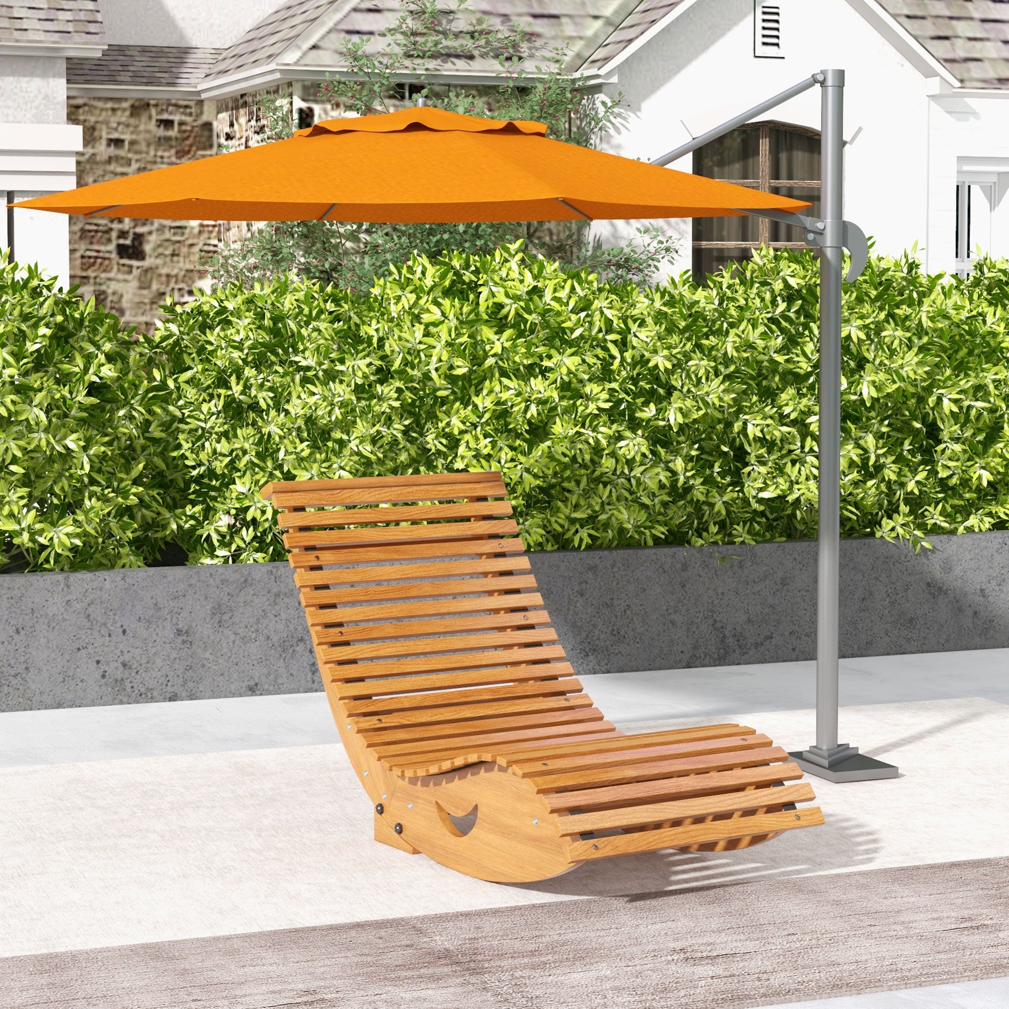 Outdoor Wooden Rocking Chair with Slatted Seat 130x60x60cm - Teak