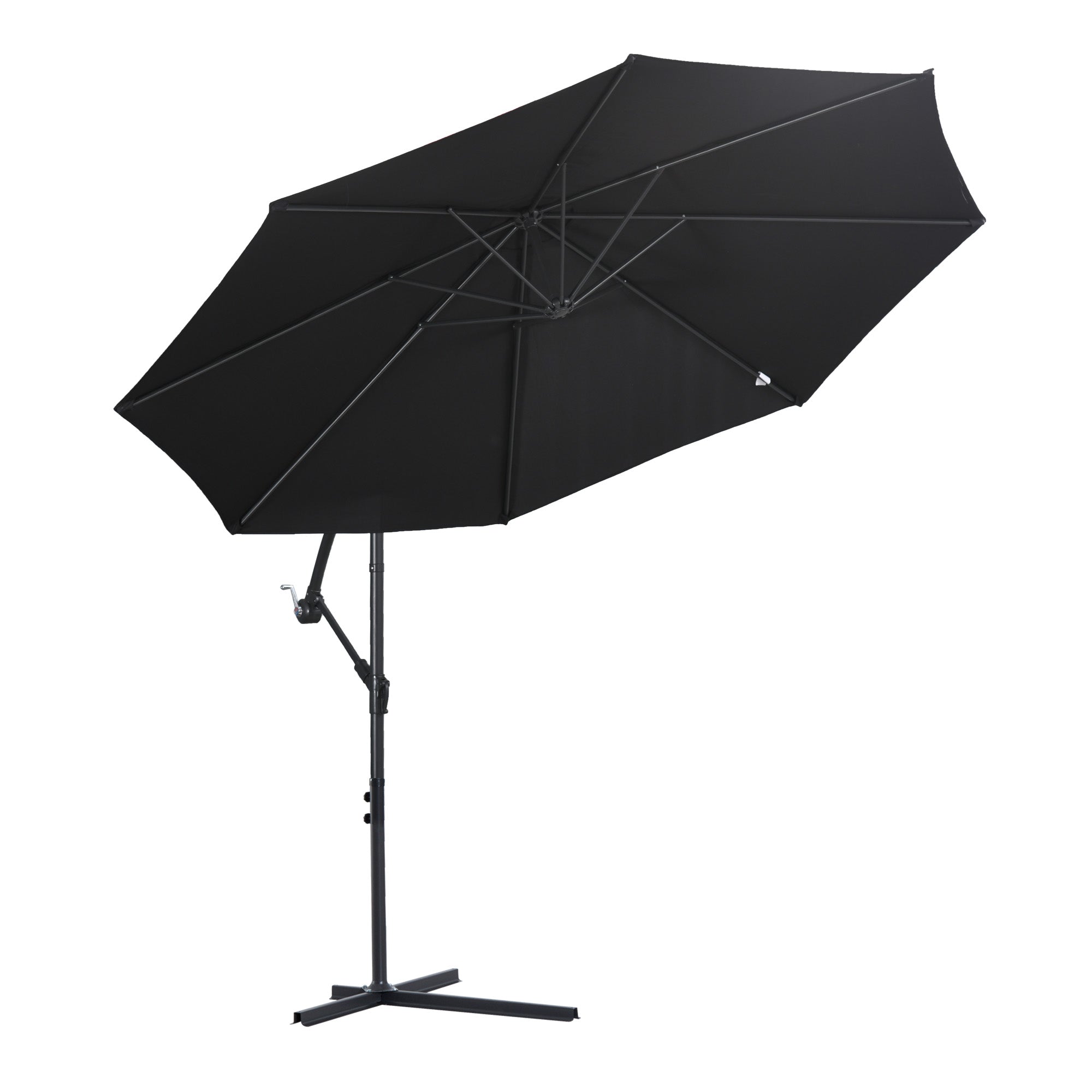 3 Metre Cantilever Parasol Umbrella Steel Frame Black Large Canopy