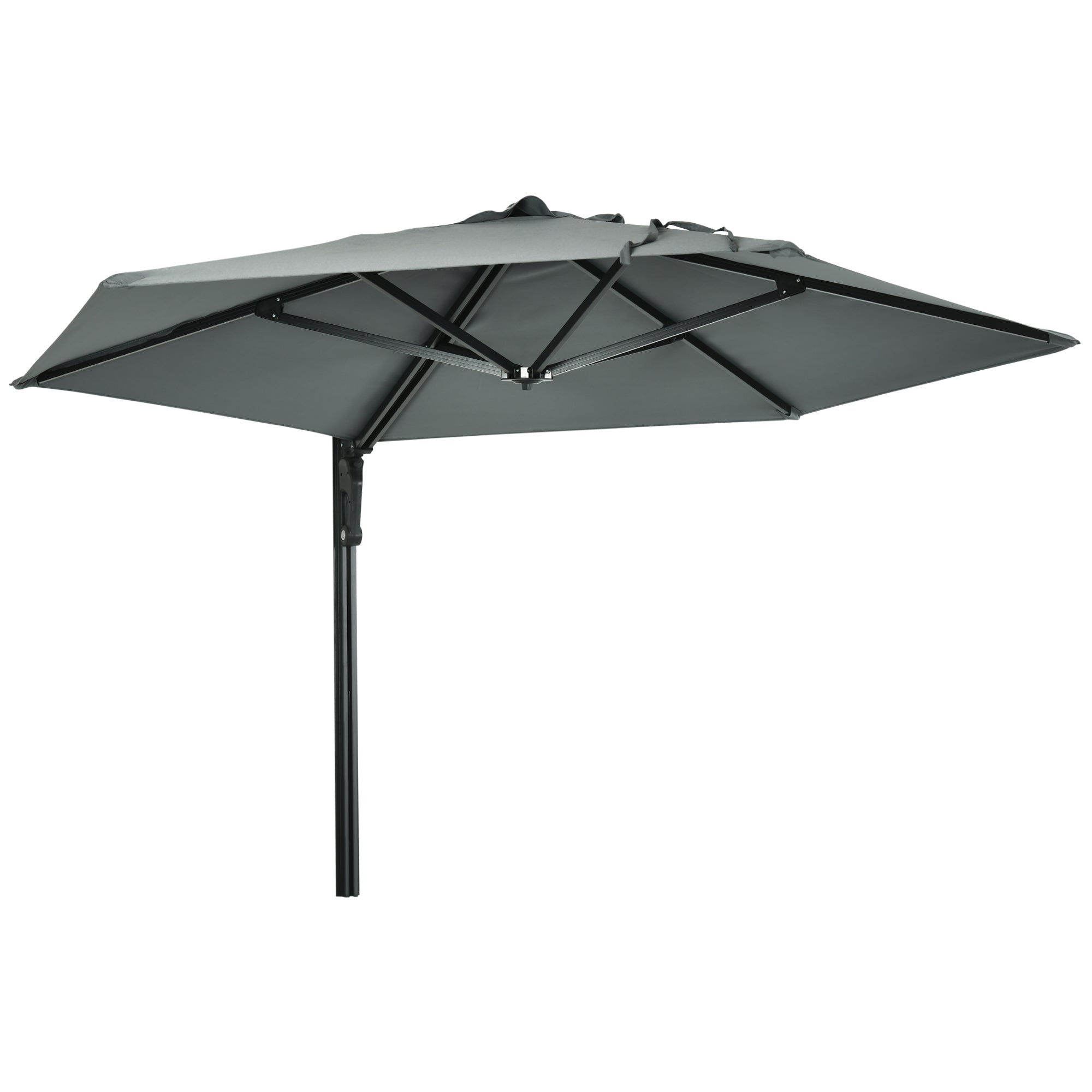 Wall Mounted Outdoor Parasol with 180 Degree Rotatable Canopy Grey