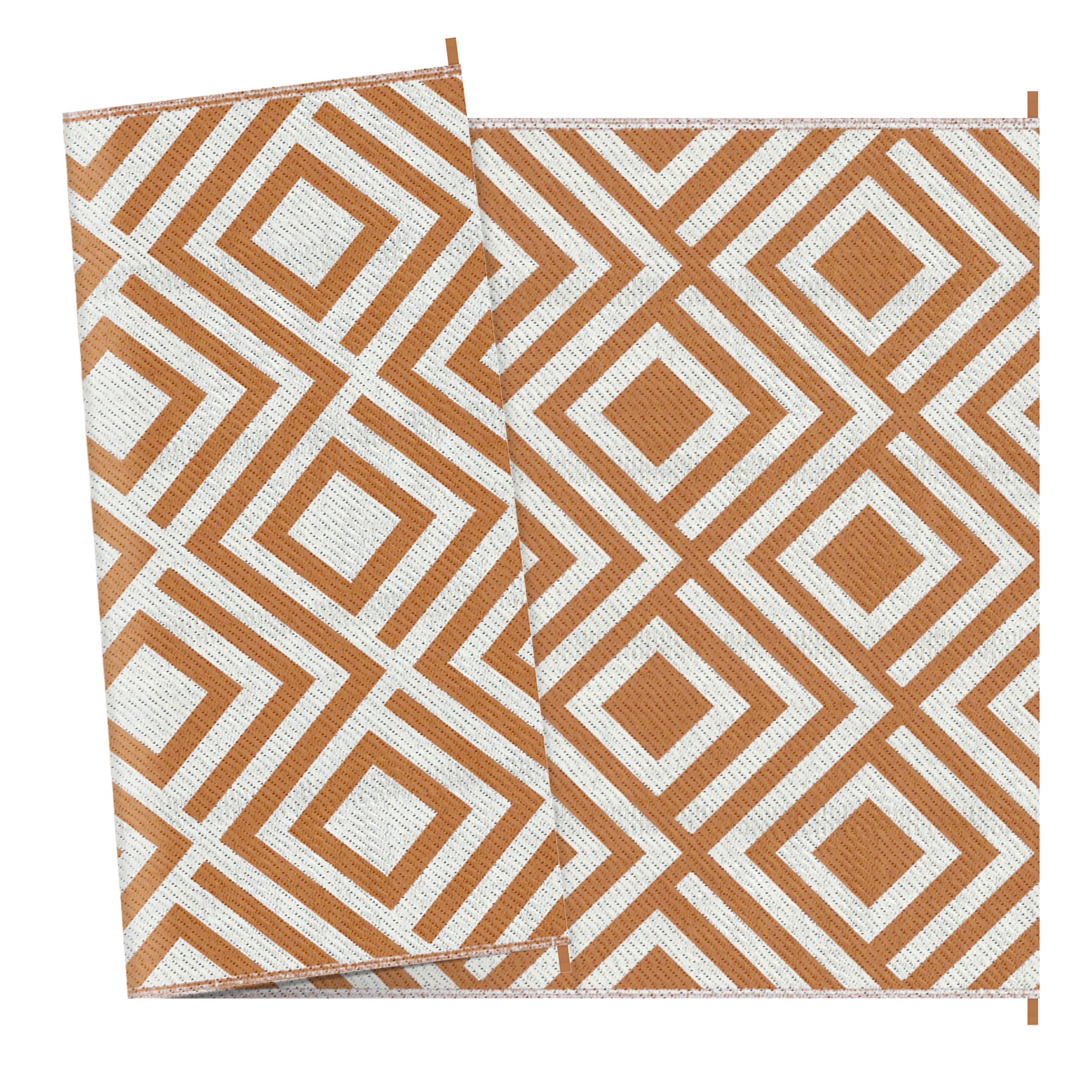 Reversible Outdoor Rug with Carry Bag and Waterproof Polypropylene - Brown White