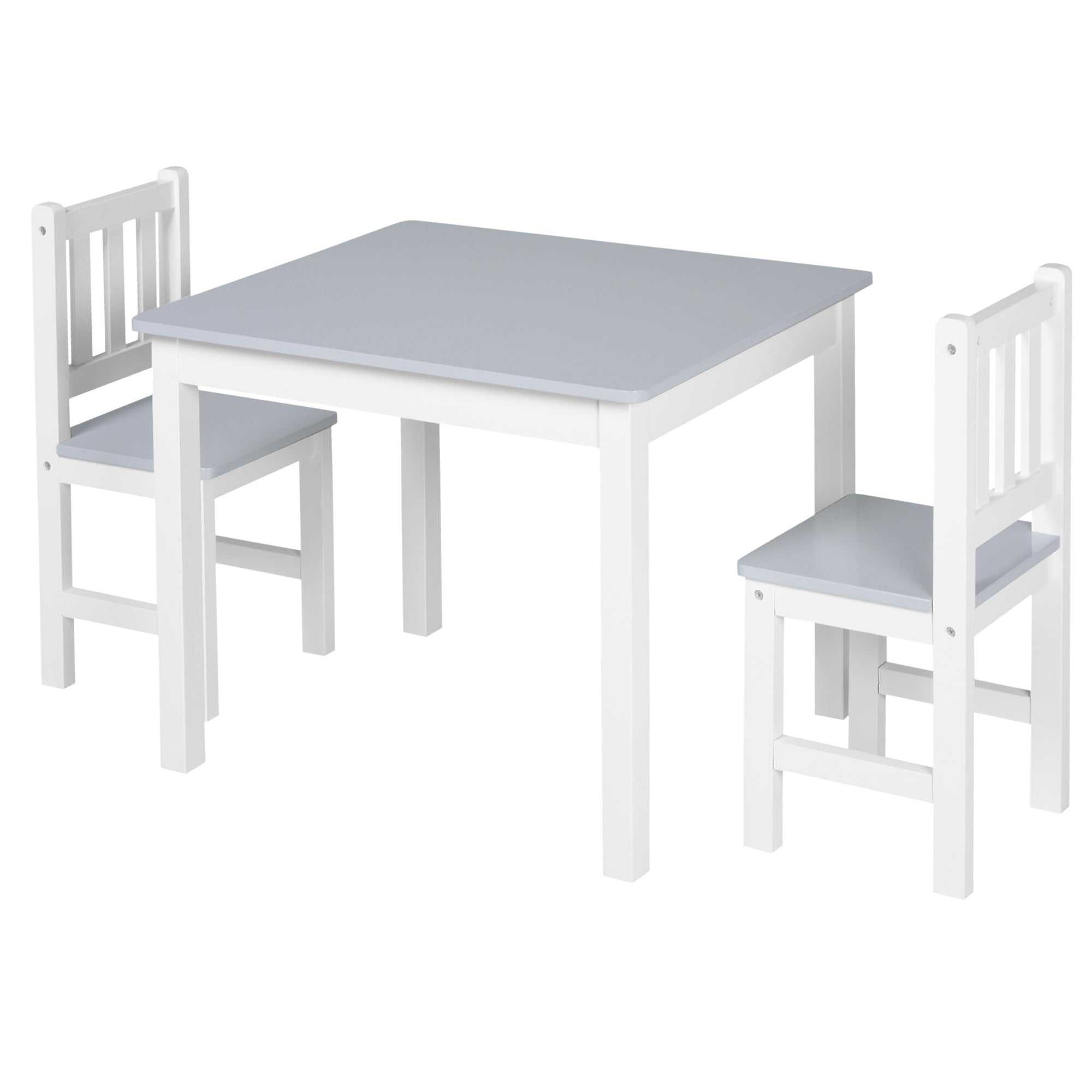3 Piece Kids Table and Chairs Set Grey Multi-Use Toddler Desk