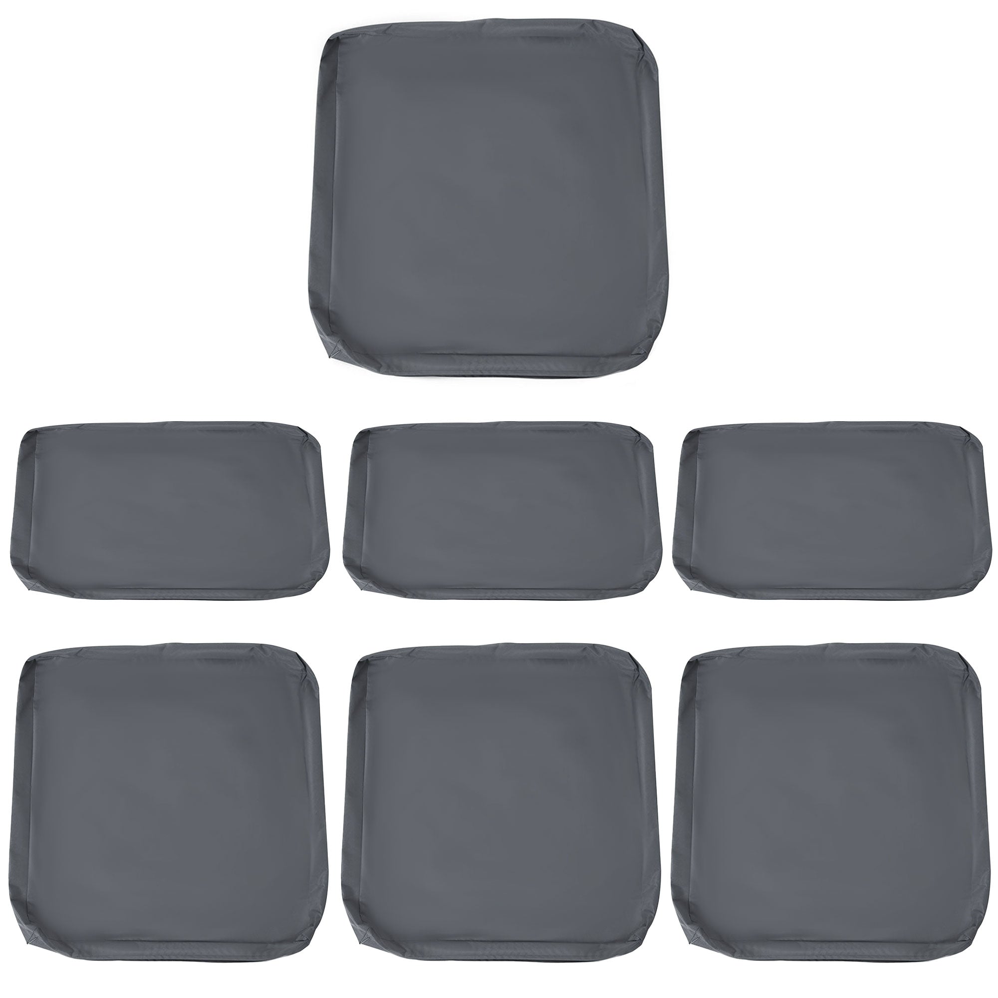Set of 7 Rattan Patio Cushion Covers with Zips - Grey Polyester