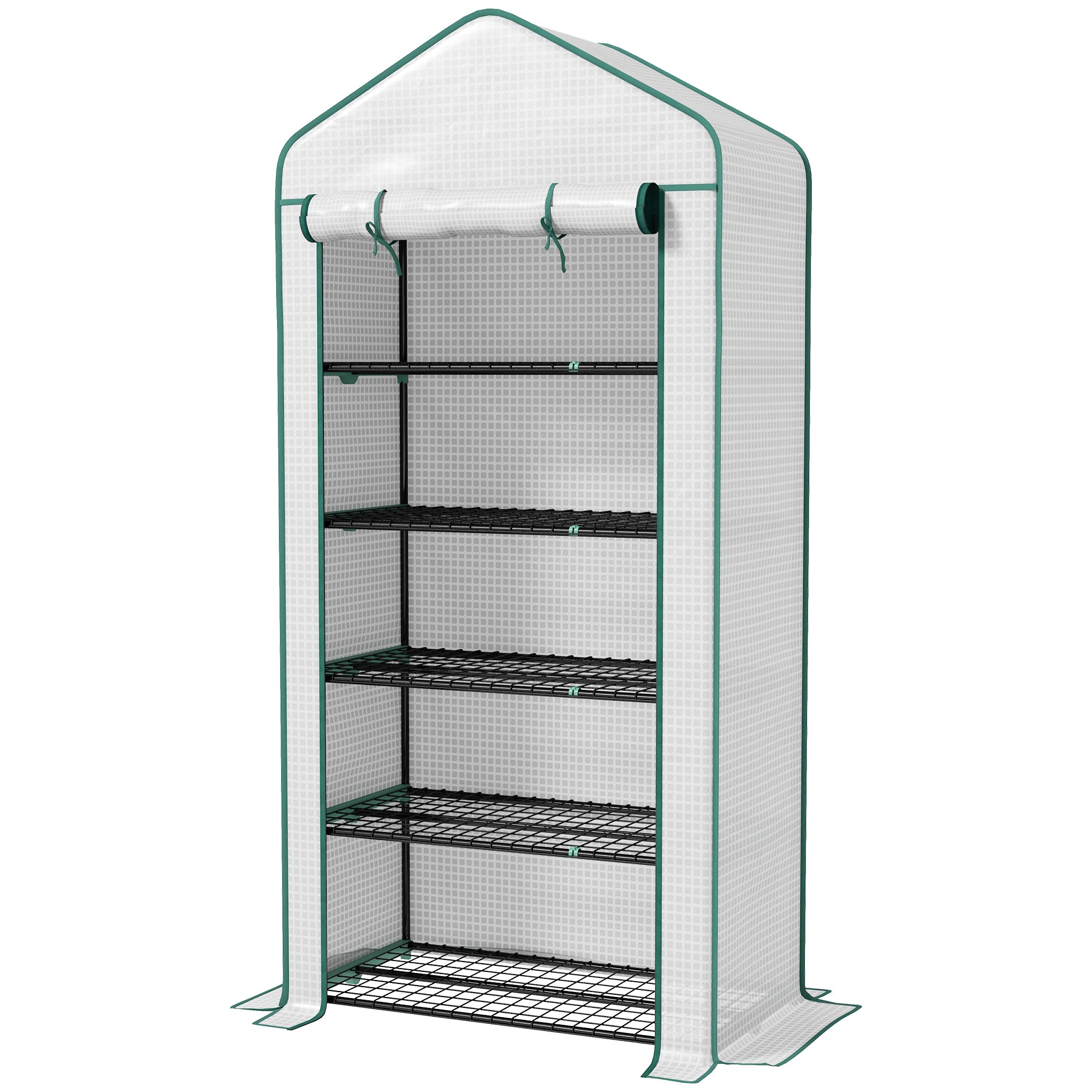 5 Tier Portable Mini Greenhouse with Reinforced PE Cover - White
