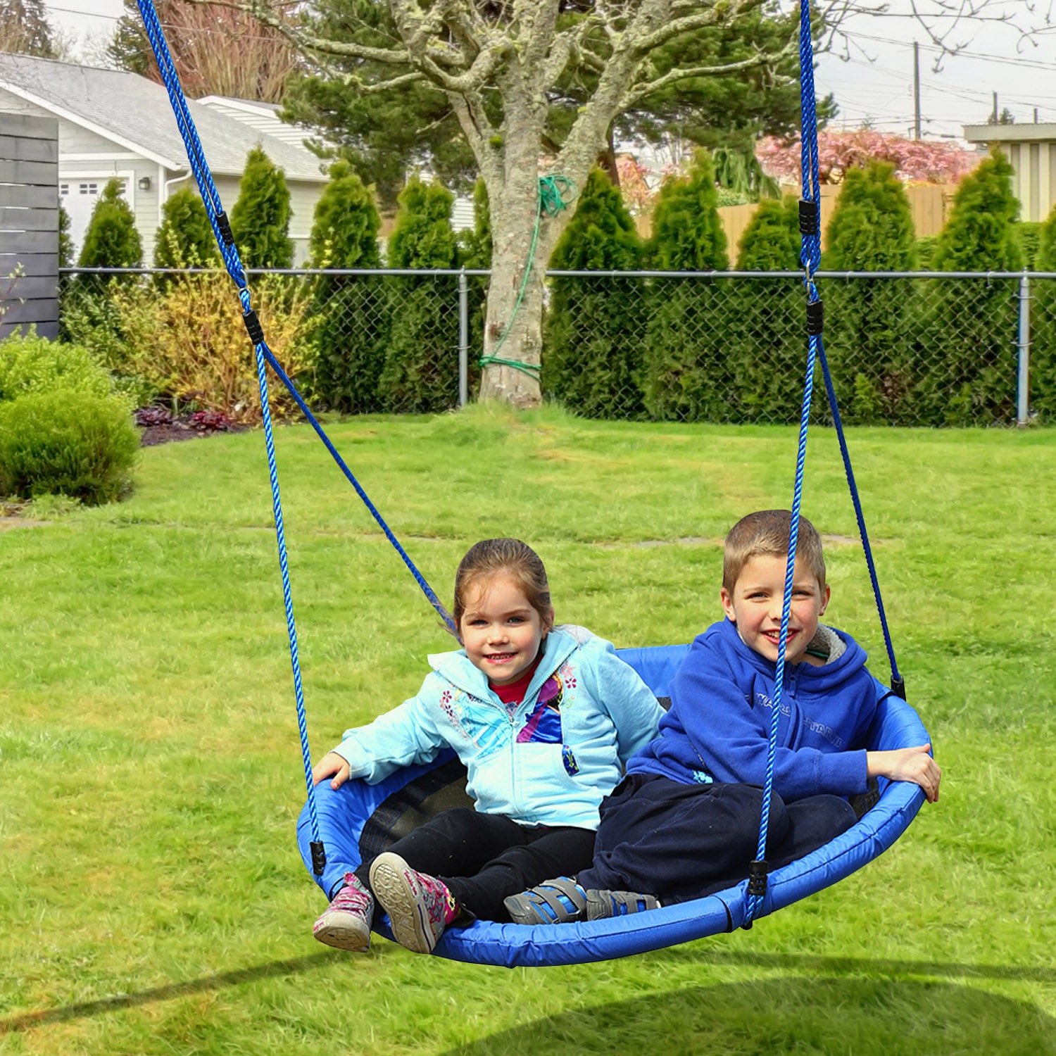 Kids Round Tree Spin Swing 100cm Diameter - Blue