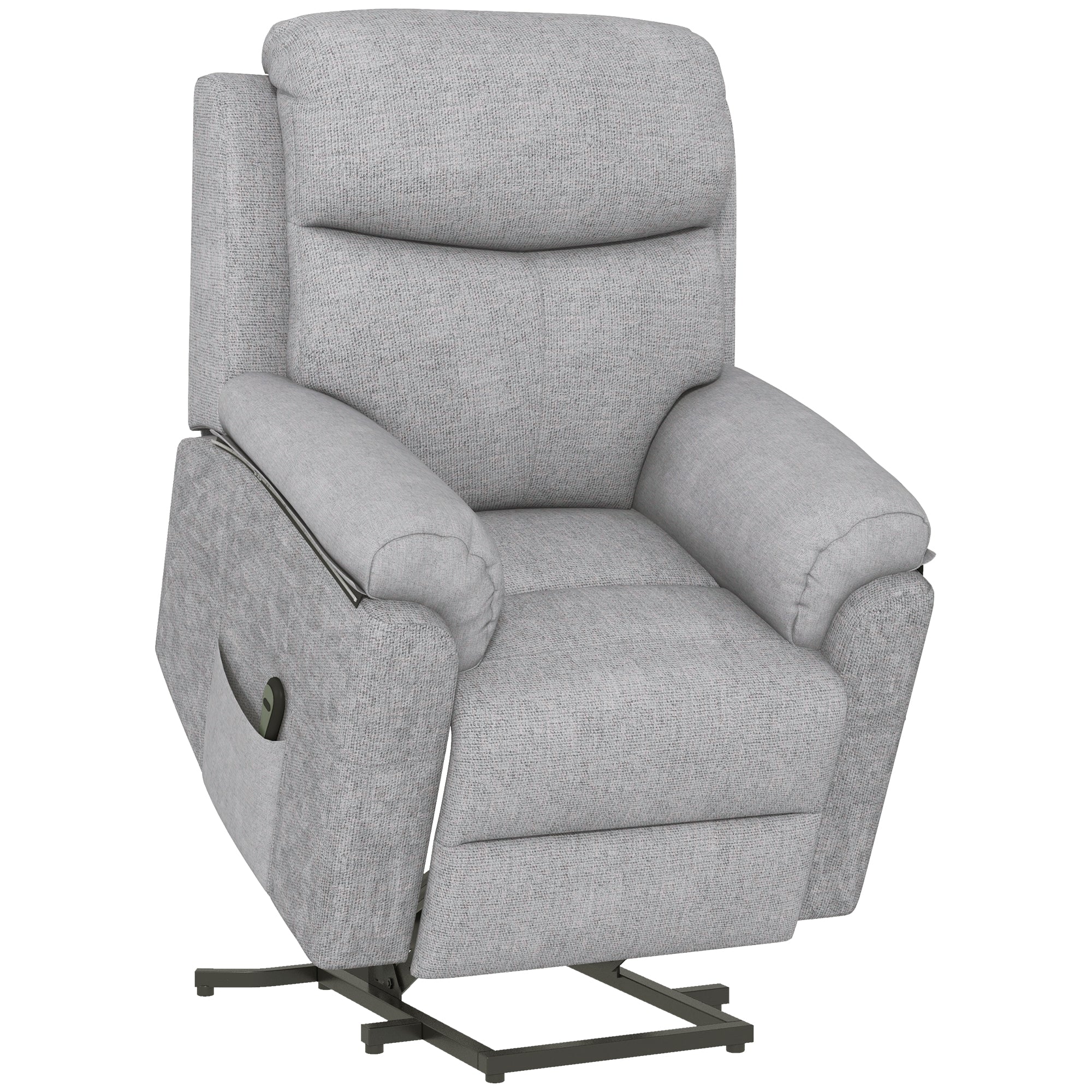 Power Lift Riser Recliner Chair with Massage – Grey Linen Look