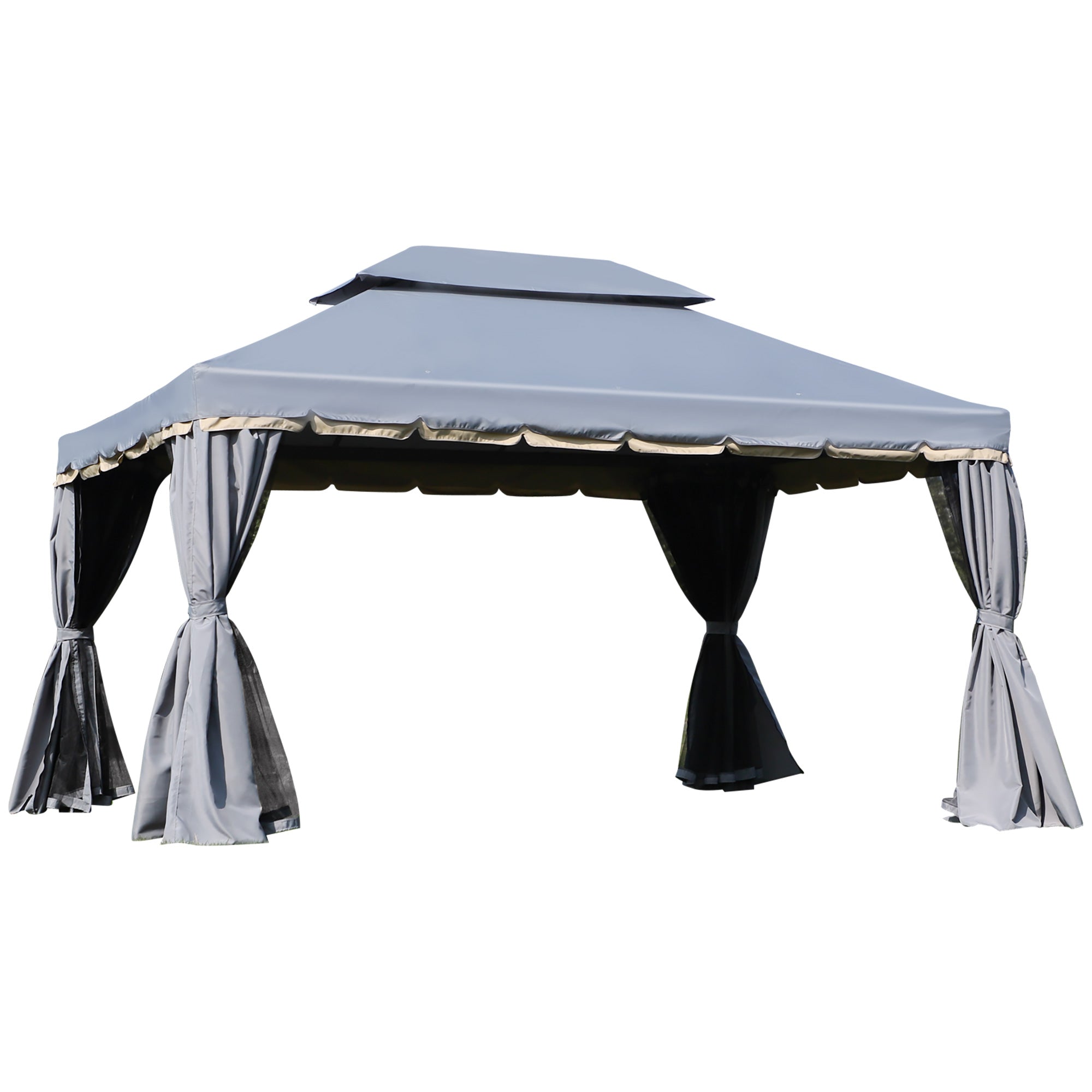 3x4 Metre Aluminium Gazebo with Sidewalls and Nets - Grey