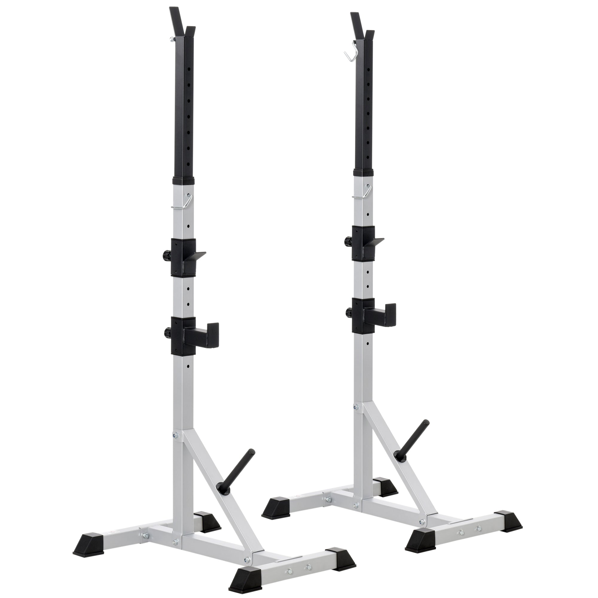 Adjustable Barbell Rack Squat Stand for Weight Lifting Home Gym Training - Silver Black