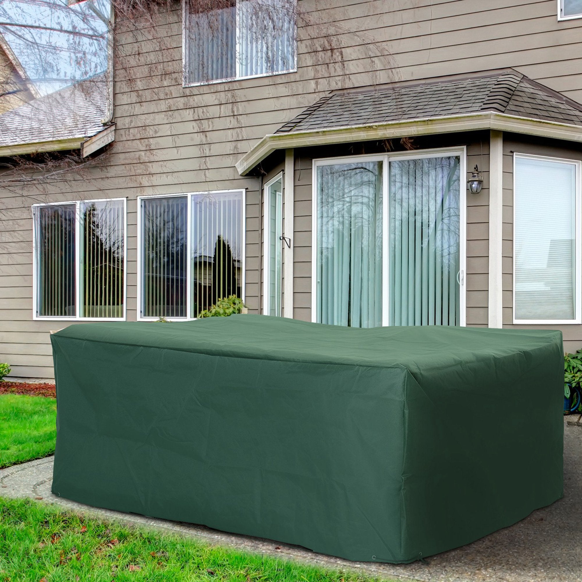 600D Oxford Waterproof Garden Furniture Cover Set with Anti-UV Protection - Green