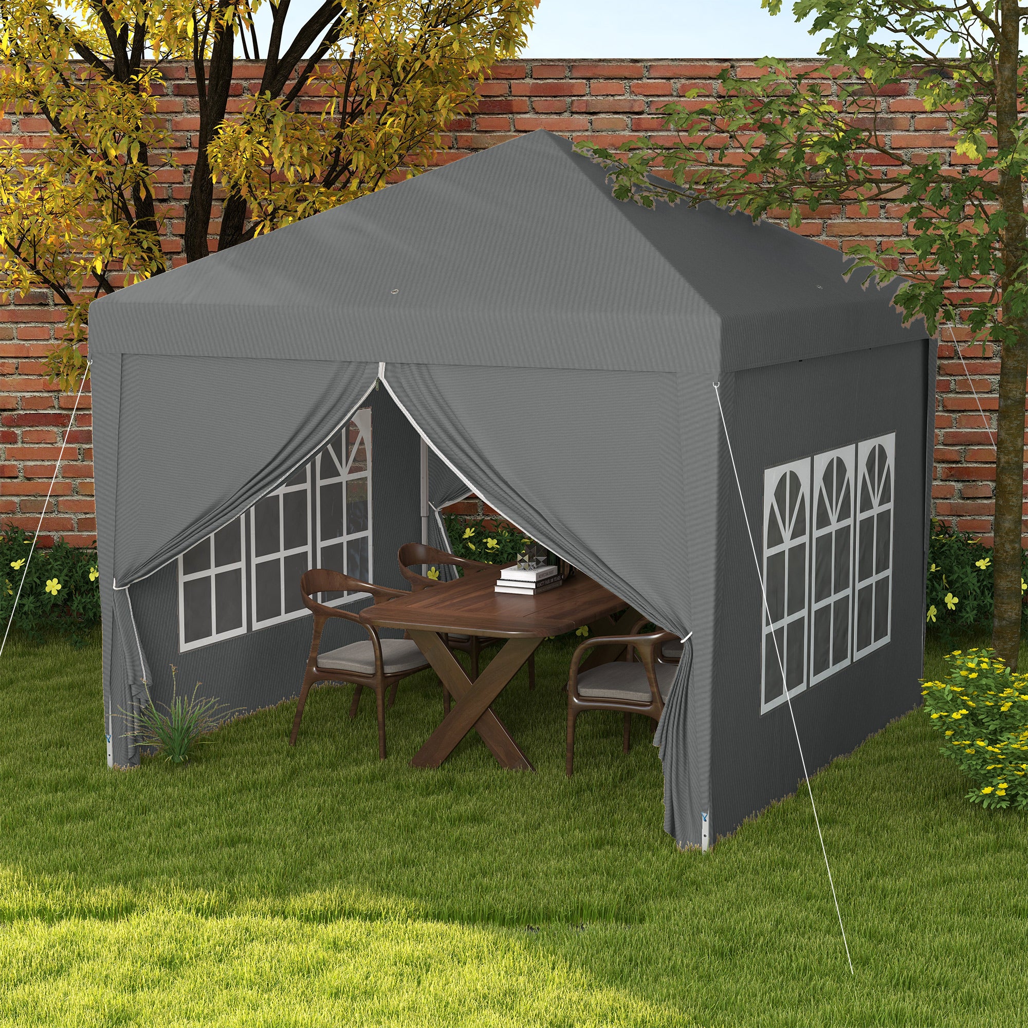 3 x 3 Metres Pop Up Water Resistant Gazebo Tent with Carry Bag Grey