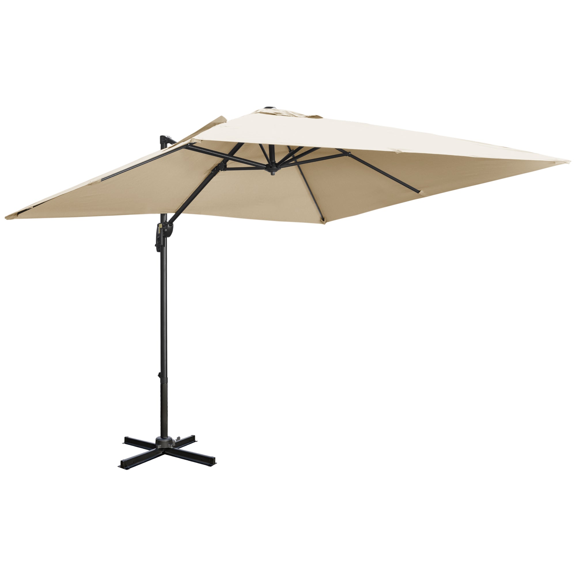 2.7 Metre Cantilever Parasol Set with Aluminium Frame and Crank Handle - Cream White