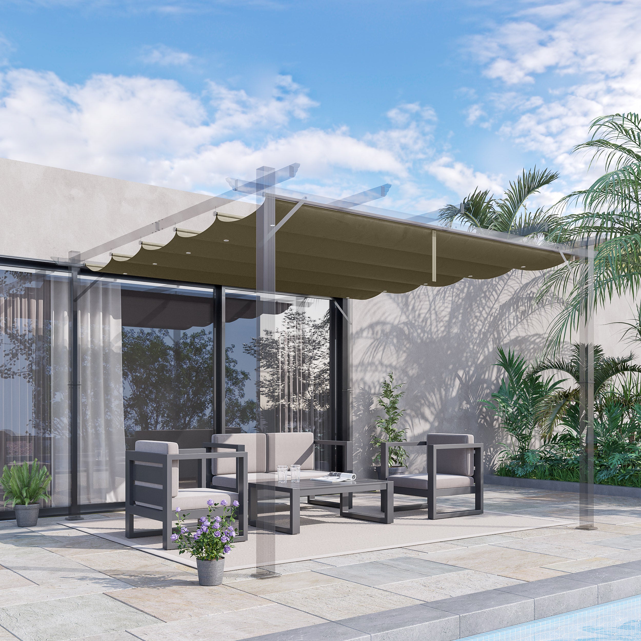 Replacement Canopy Fabric for 3x3 Metre Pergola - Durable Tan Polyester Shade Cover