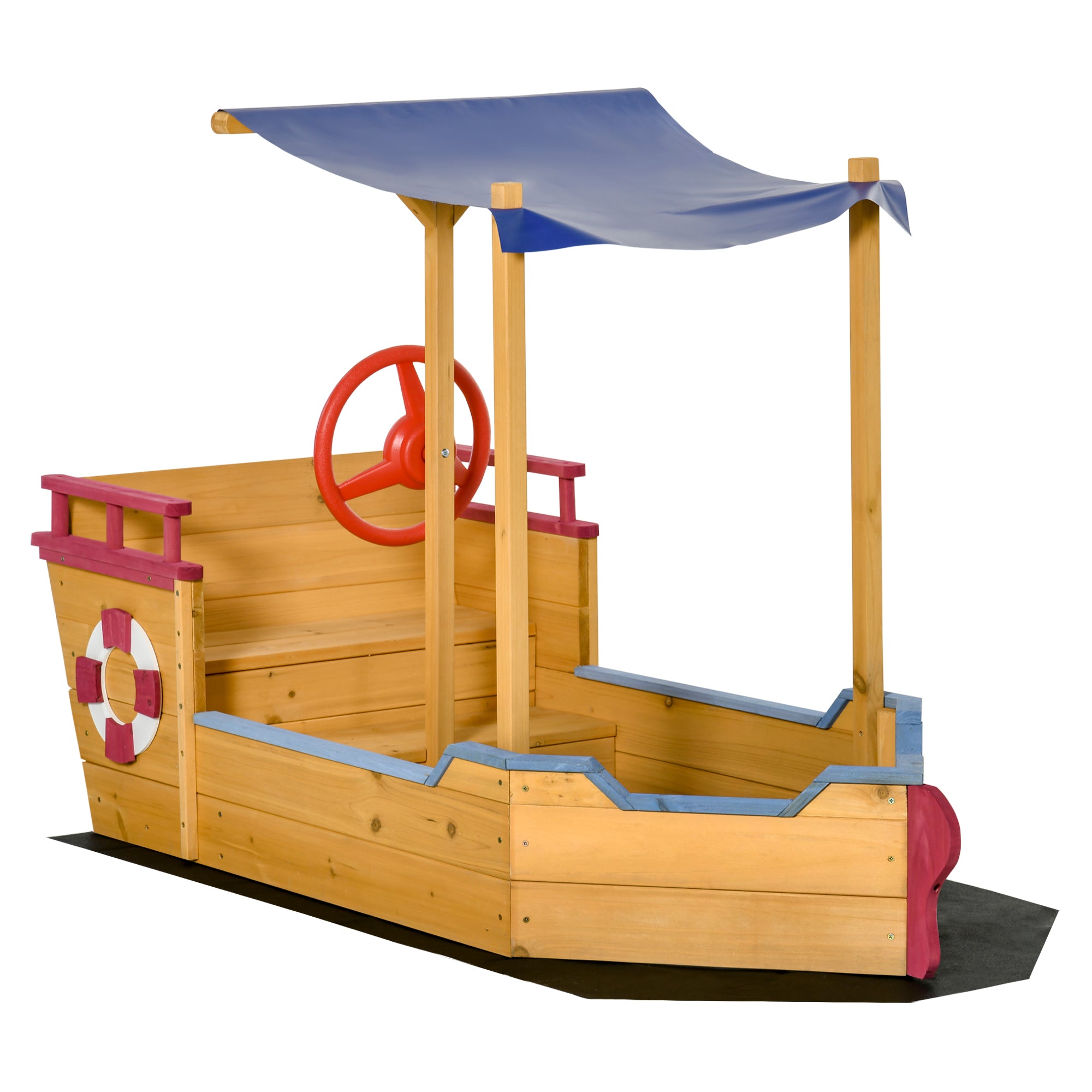 Kids Wooden Sandbox Play Station with Canopy Shade and Storage - Orange