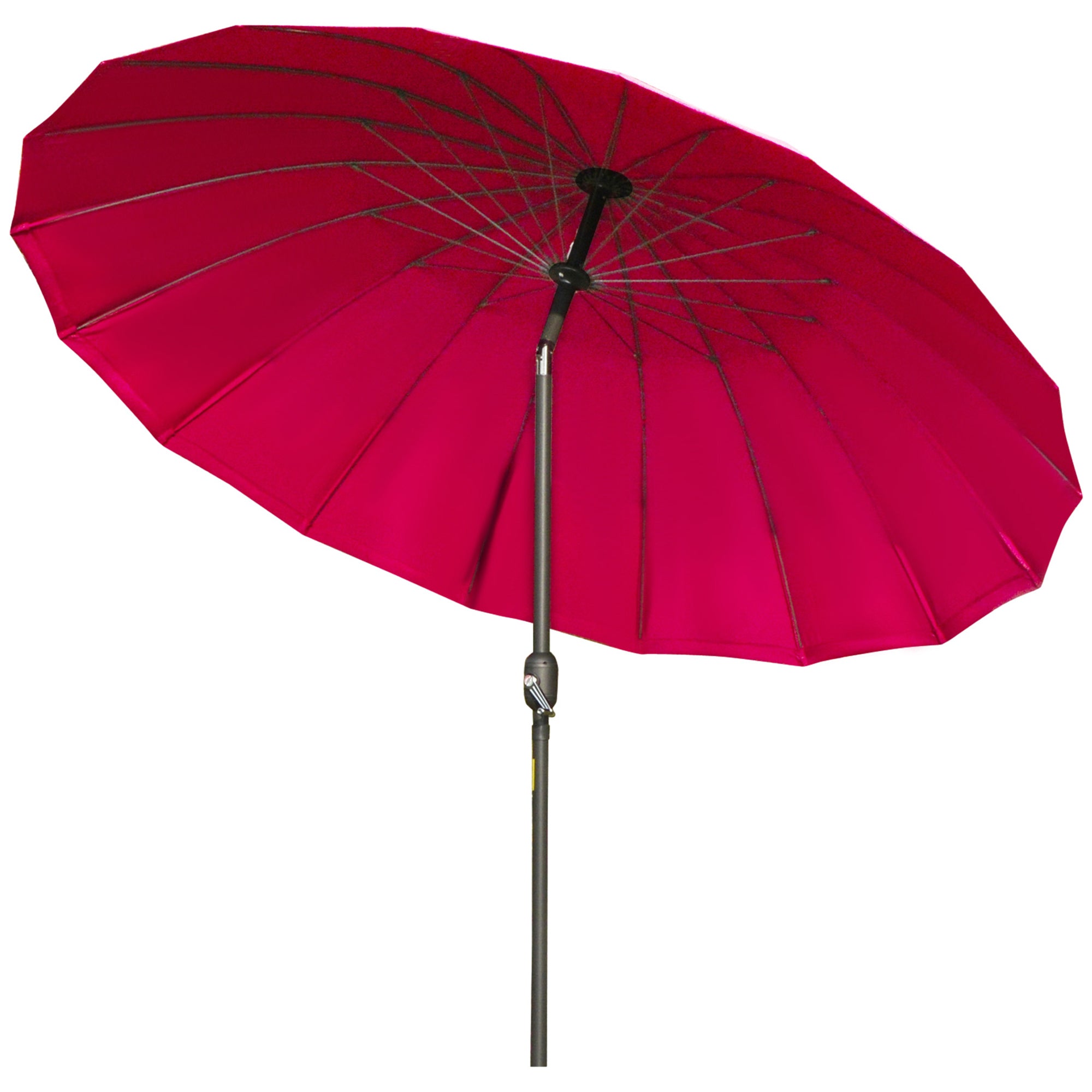 255cm Outdoor Patio Parasol with Tilt Crank and Sturdy Fibreglass Ribs - Wine Red