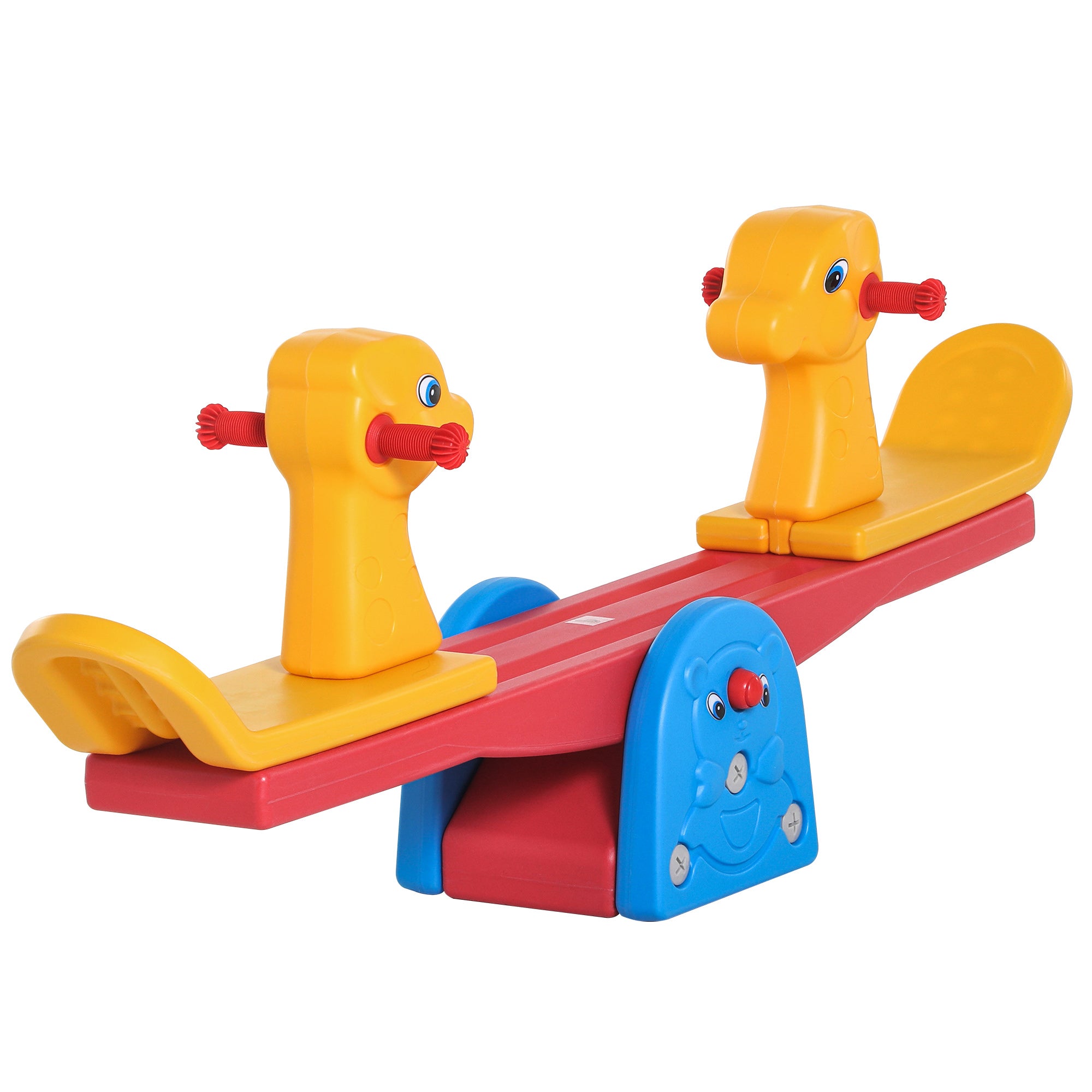 Kids Seesaw Teeter Totter 2 Seats with Easy-Grip Handles, 360° Rotation, Safe for 1-4 Years - Multicolor