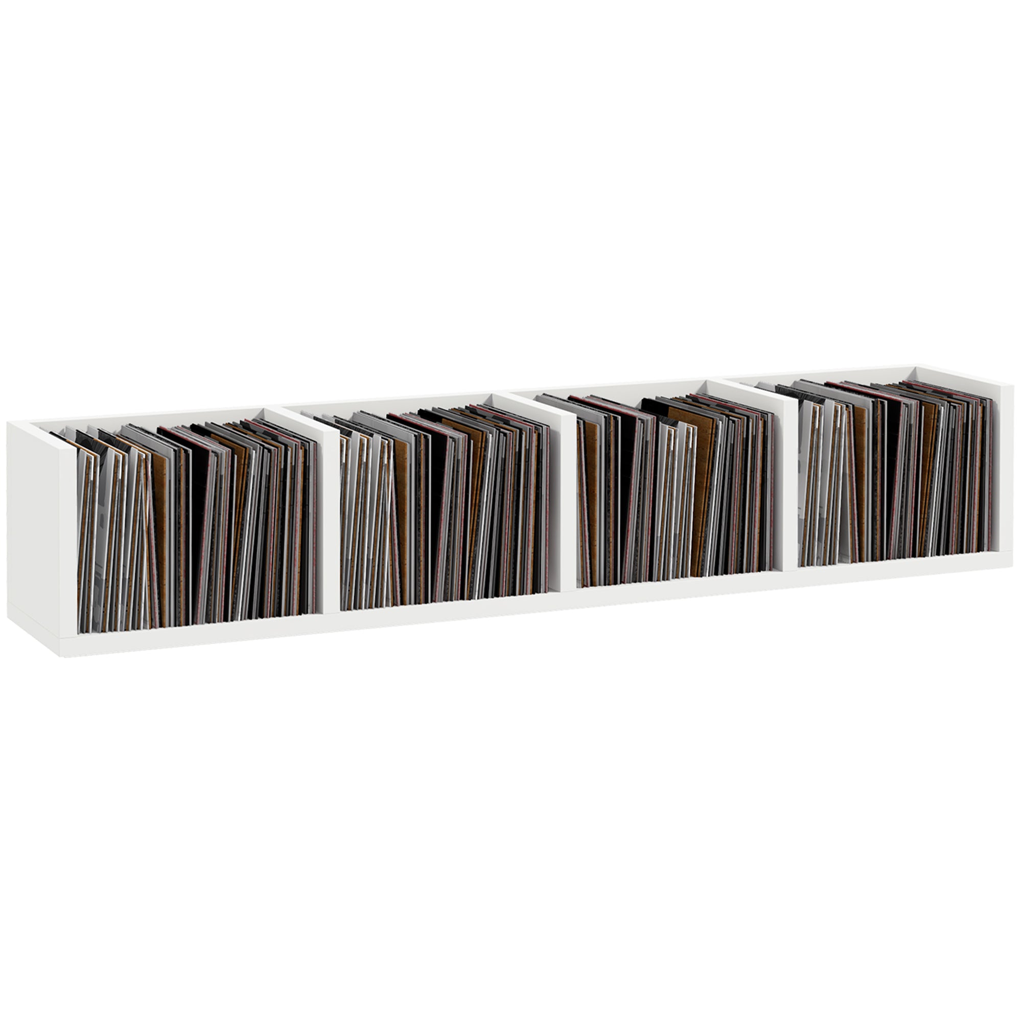 Wall Mount 4-Cube Media Storage Rack for 84 CDs & 56 DVDs/Blu-rays - White