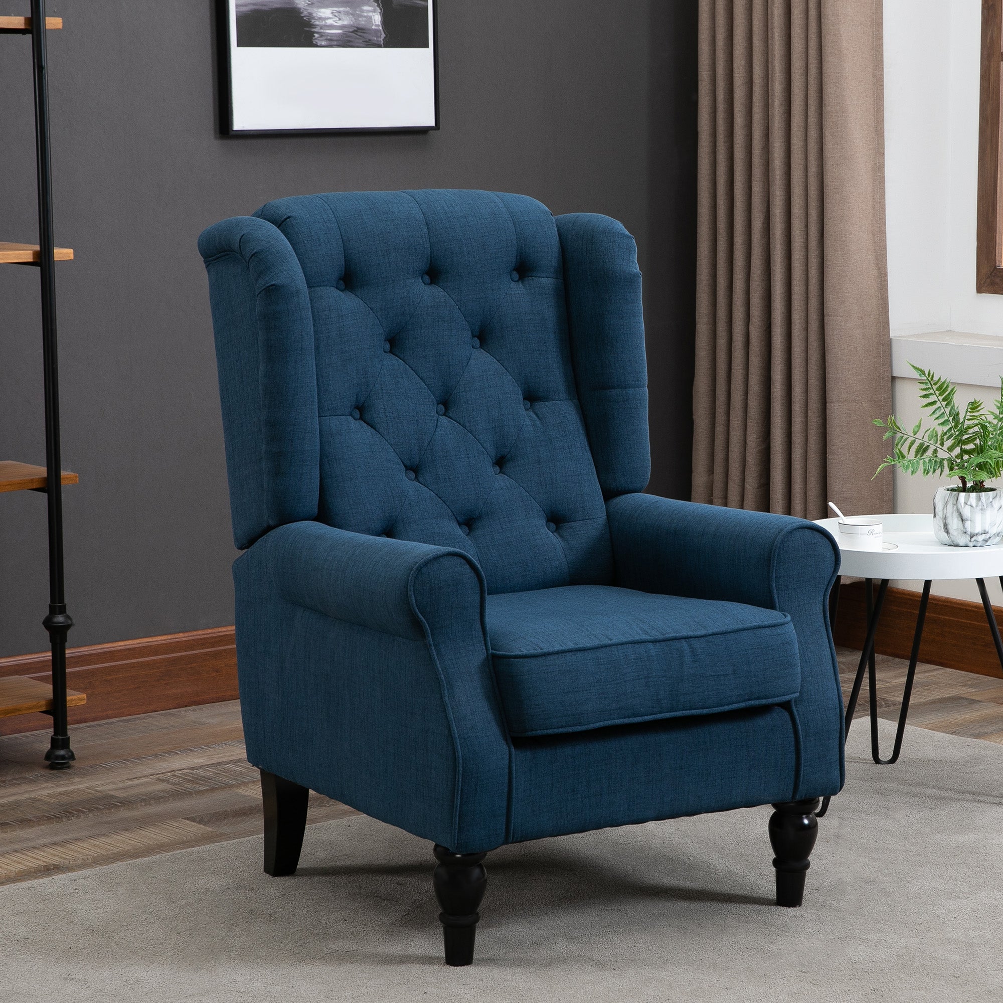 Retro Wingback Accent Chair for Living Room Comfort - Blue