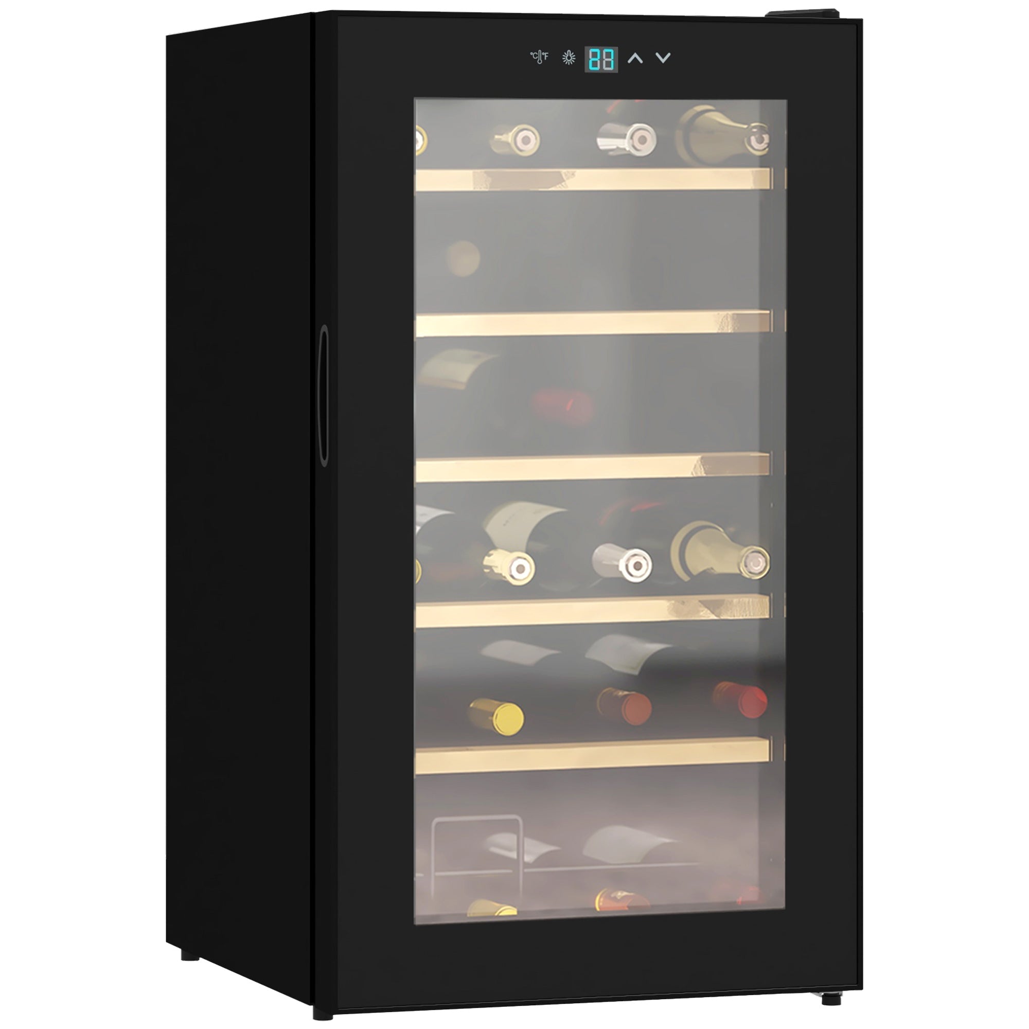 24 Bottle Freestanding Wine Fridge with Digital Touch Controls - Black