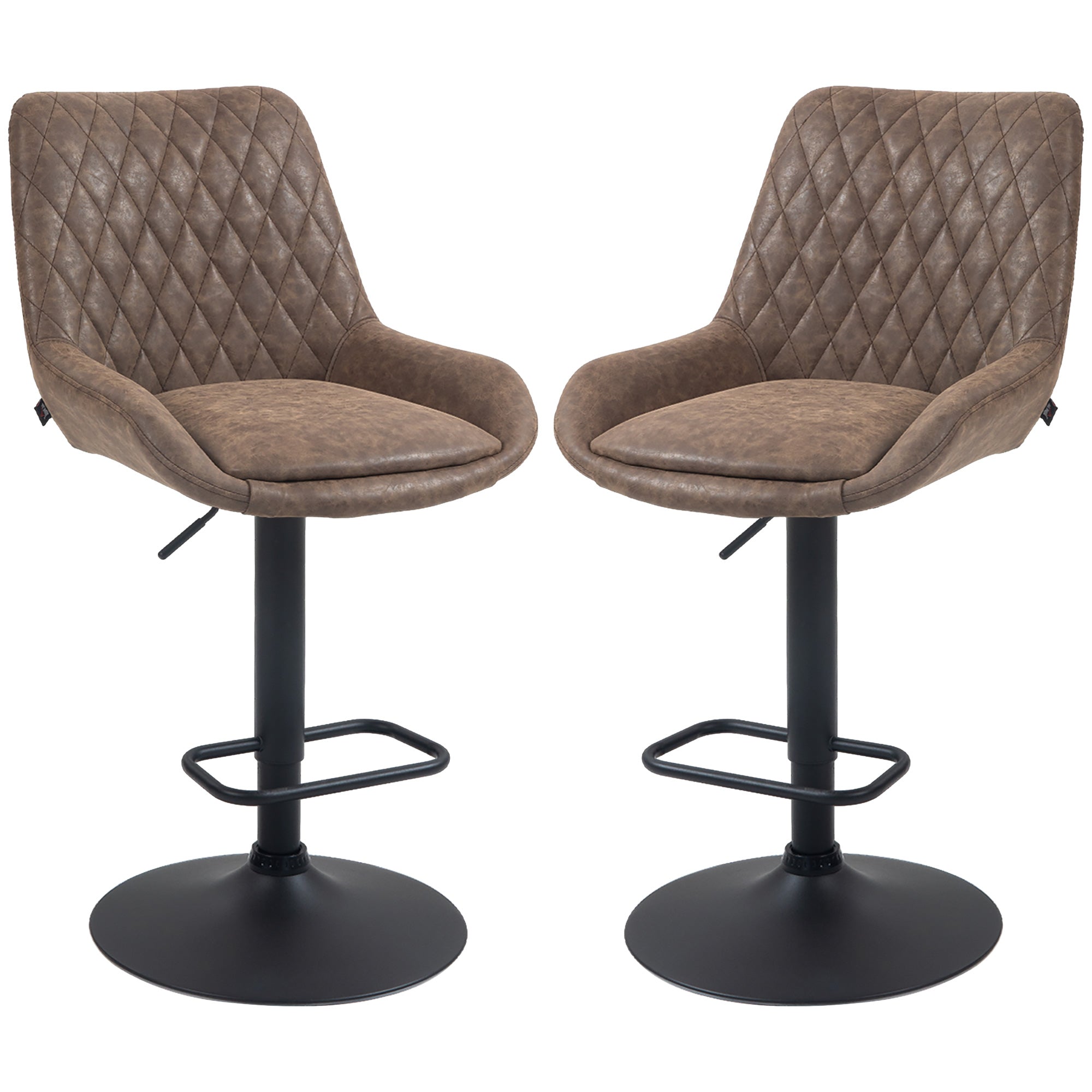 Adjustable Retro Bar Stools Set of 2 with Back Support - Coffee