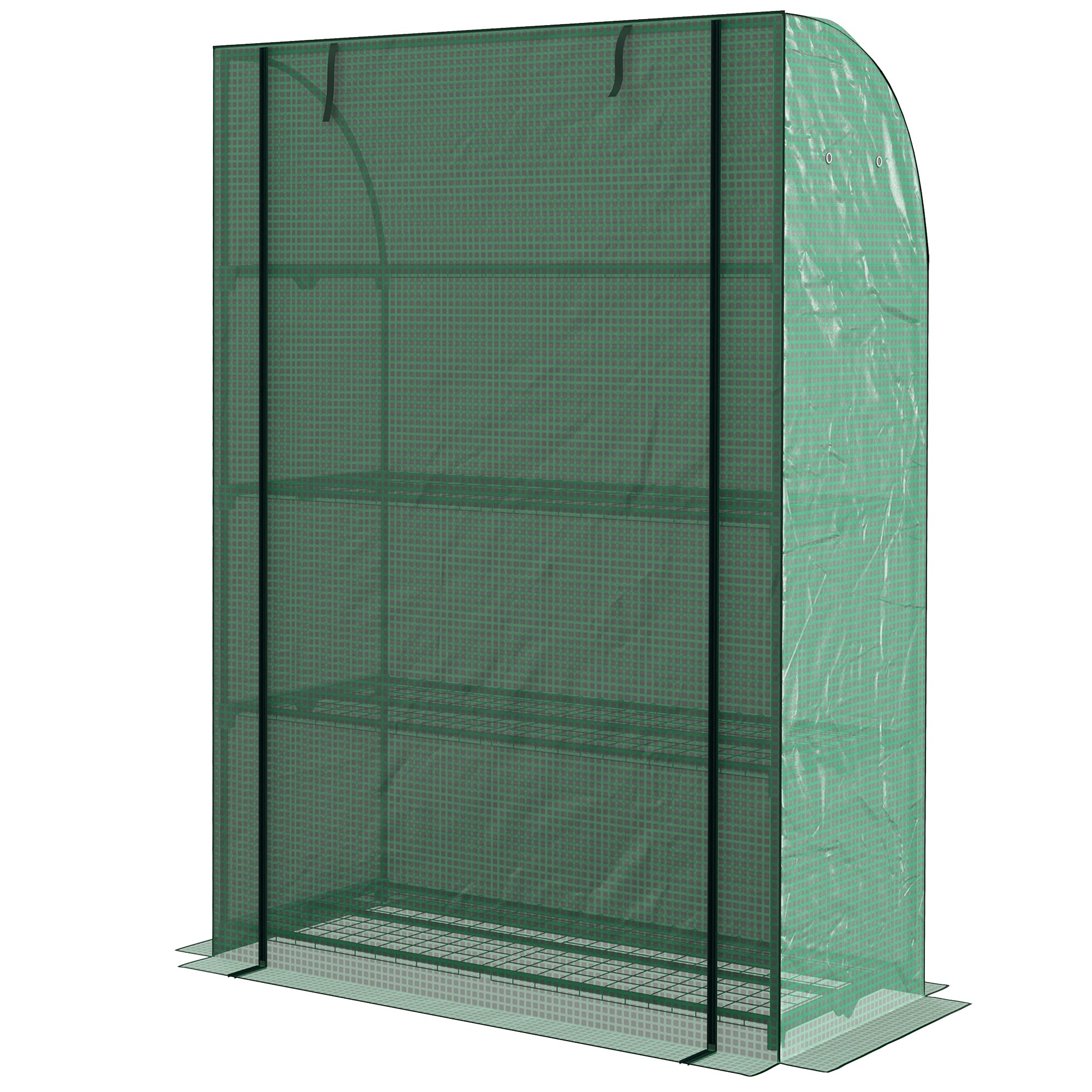 4 Tier Portable Mini Greenhouse with Reinforced PE Cover - Green