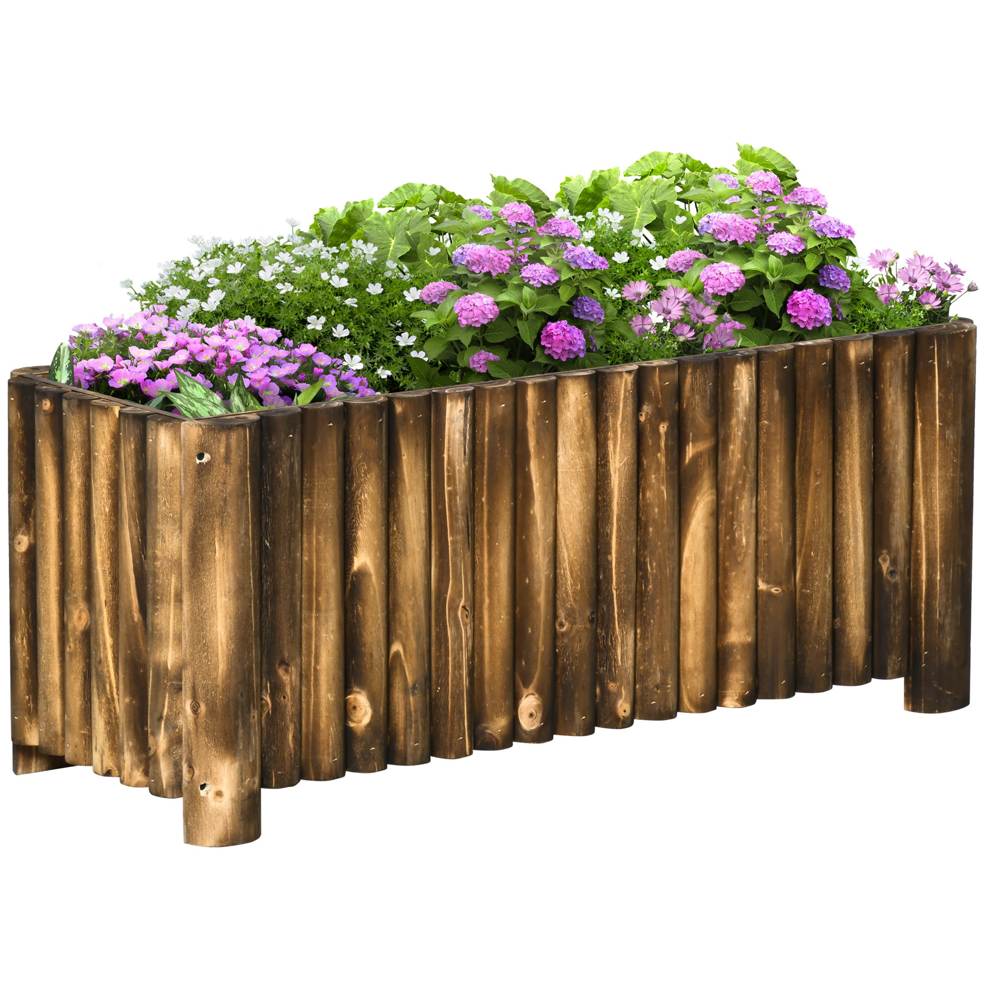 Raised Wooden Rectangular Flower Bed Planter Box 4 Feet - Natural Wood
