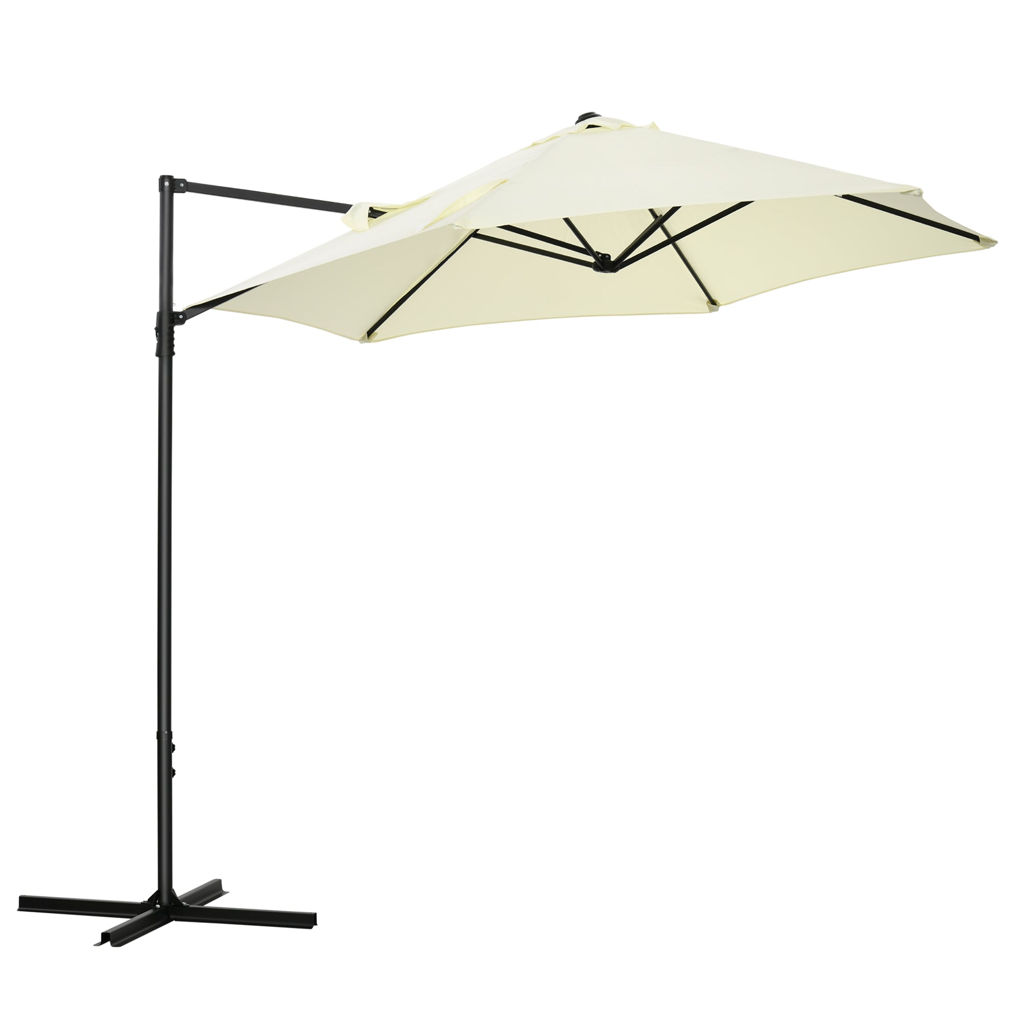 2.5 Metre Garden Cantilever Parasol Set with Cross Base - Beige