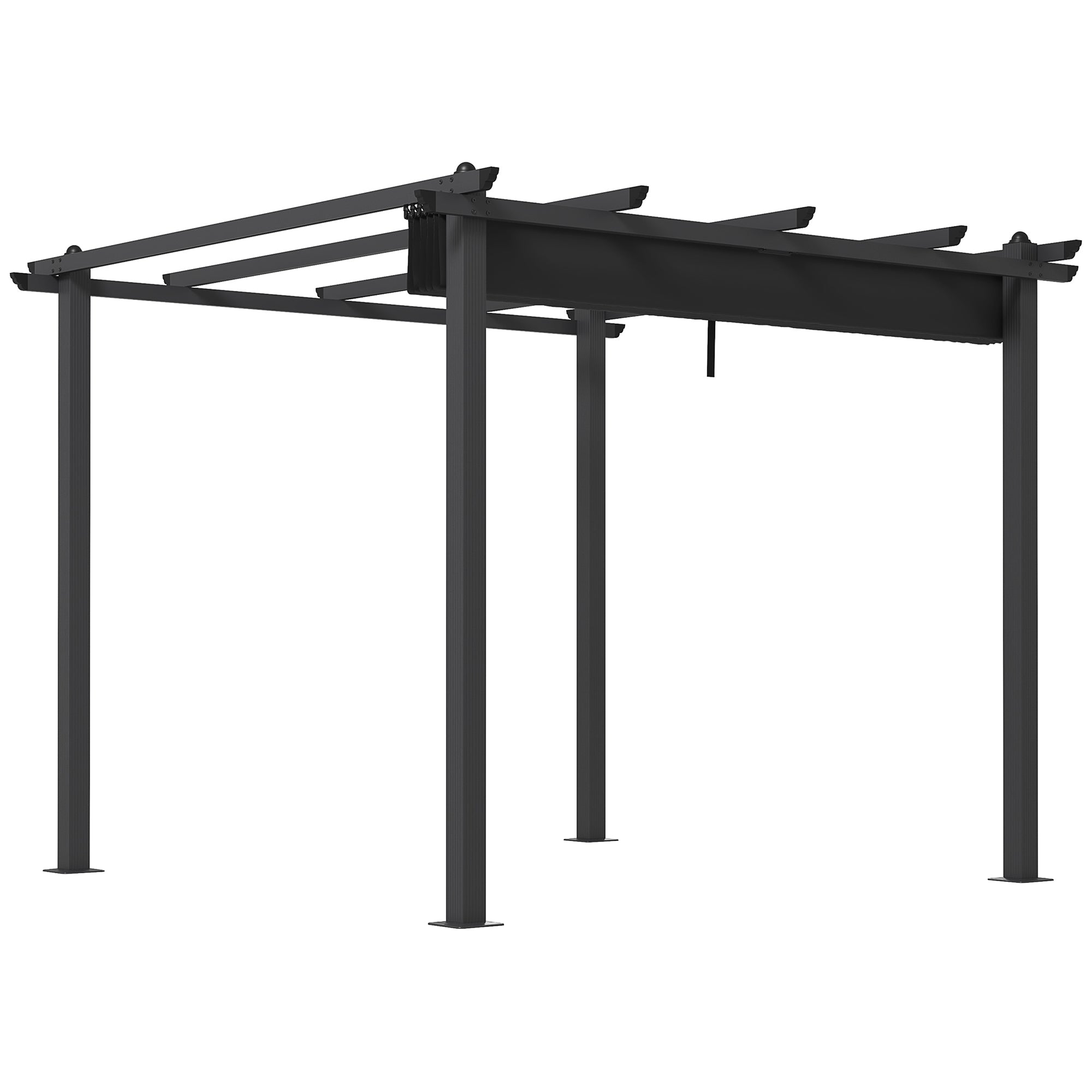 3 x 3 Metre Aluminium Pergola Set with Retractable PU Roof - Grey