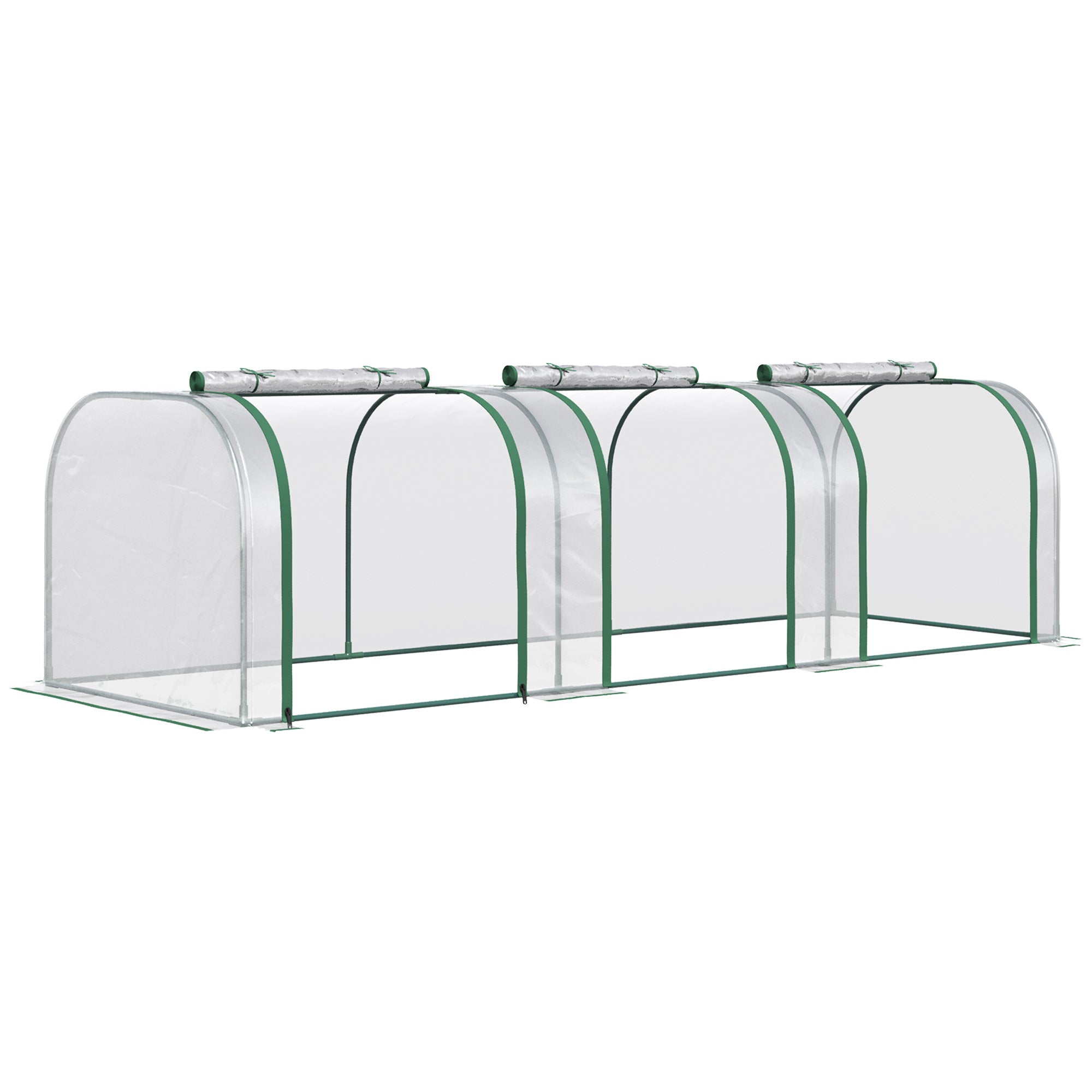 PVC Tunnel Greenhouse with Steel Frame and Zipper Doors - Clear