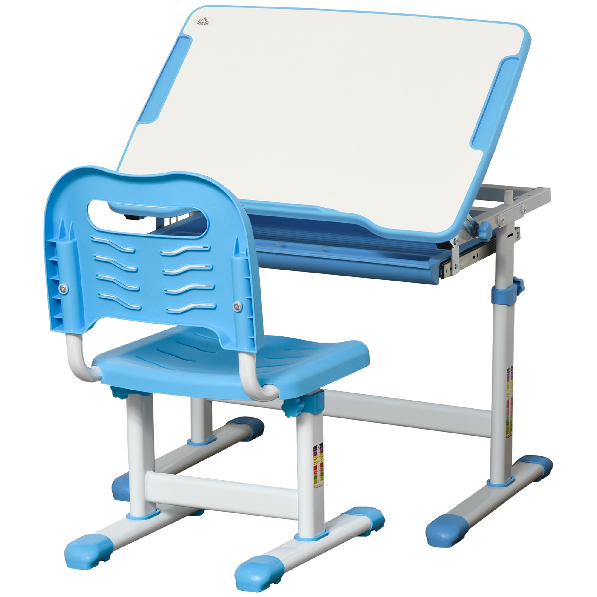 Piece Height Adjustable Kids Desk and Chair Set with Storage Blue