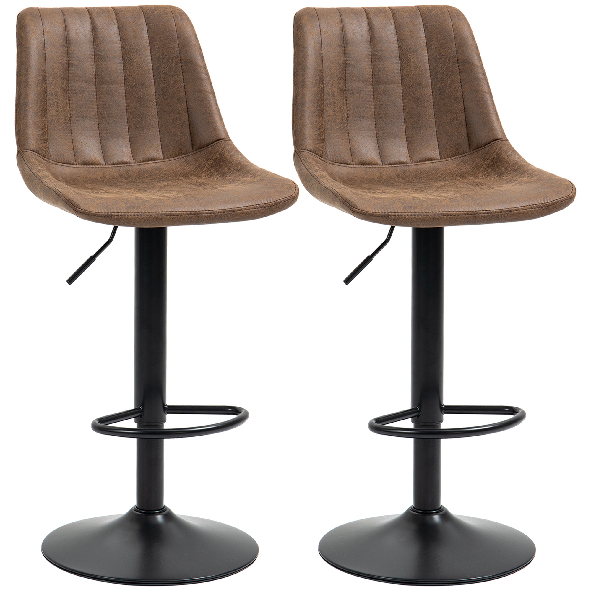 Adjustable 360 Degree Swivel Bar Stools Set of 2 - Brown