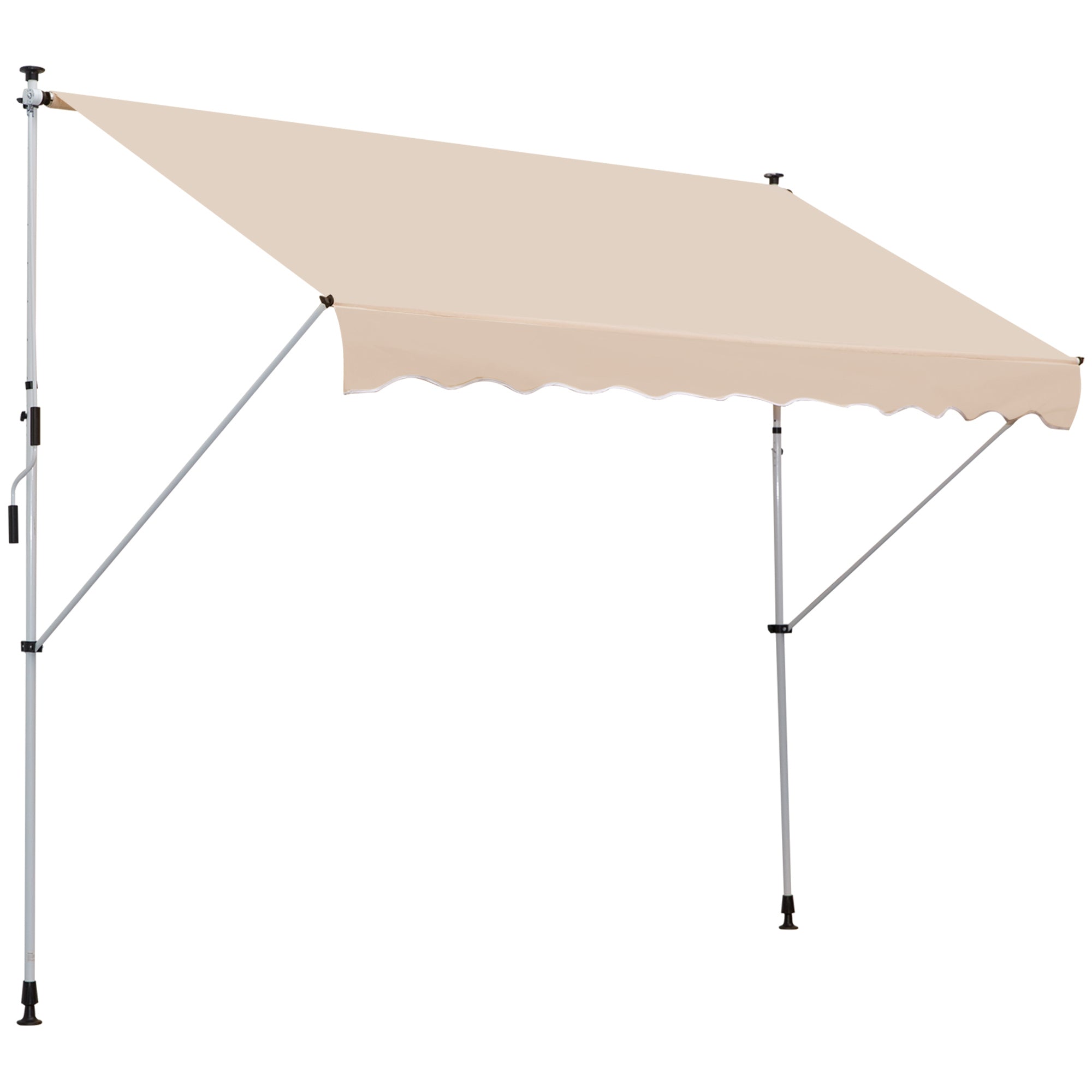 Retractable Aluminium Frame Garden Awning Canopy with Stable Ceiling to Floor Design - Beige